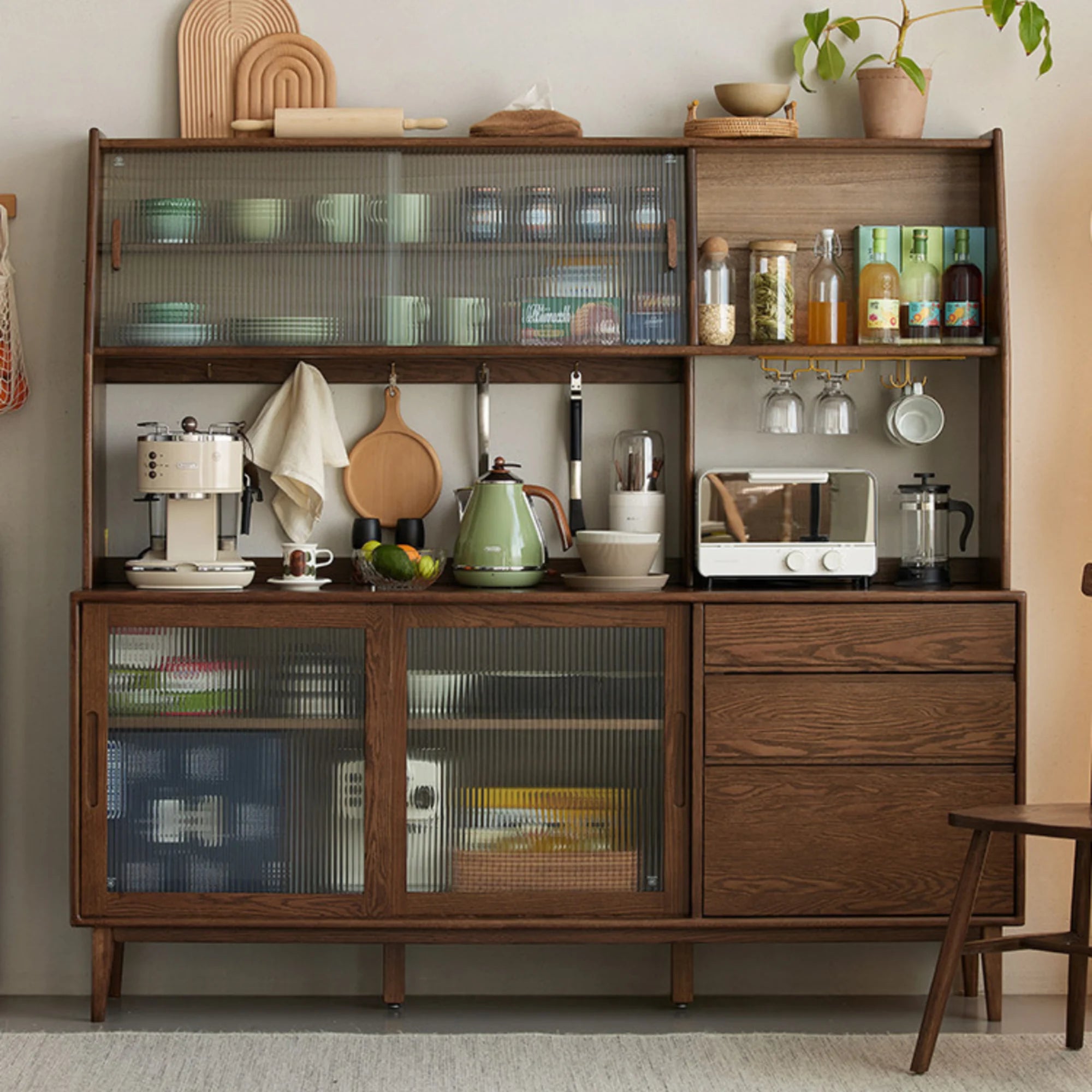 Solidwood Bailey Sideboard, 150x40x169CM, Dark Wood