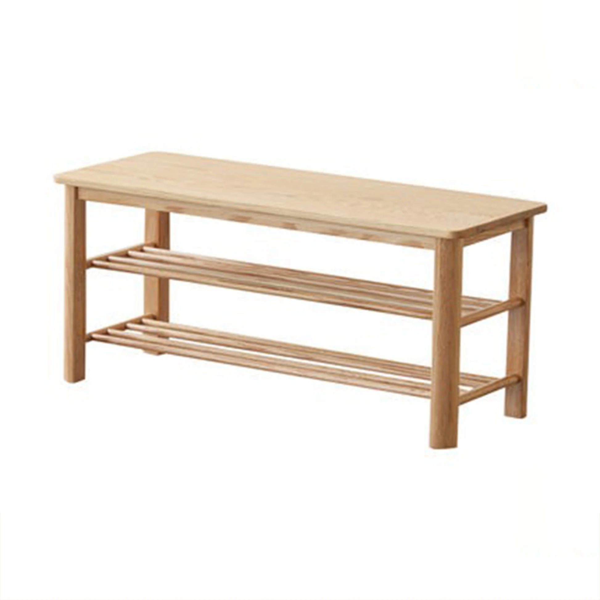 Solidwood Fuji Shoe Bench, 80x30x42cm, Natural Wood