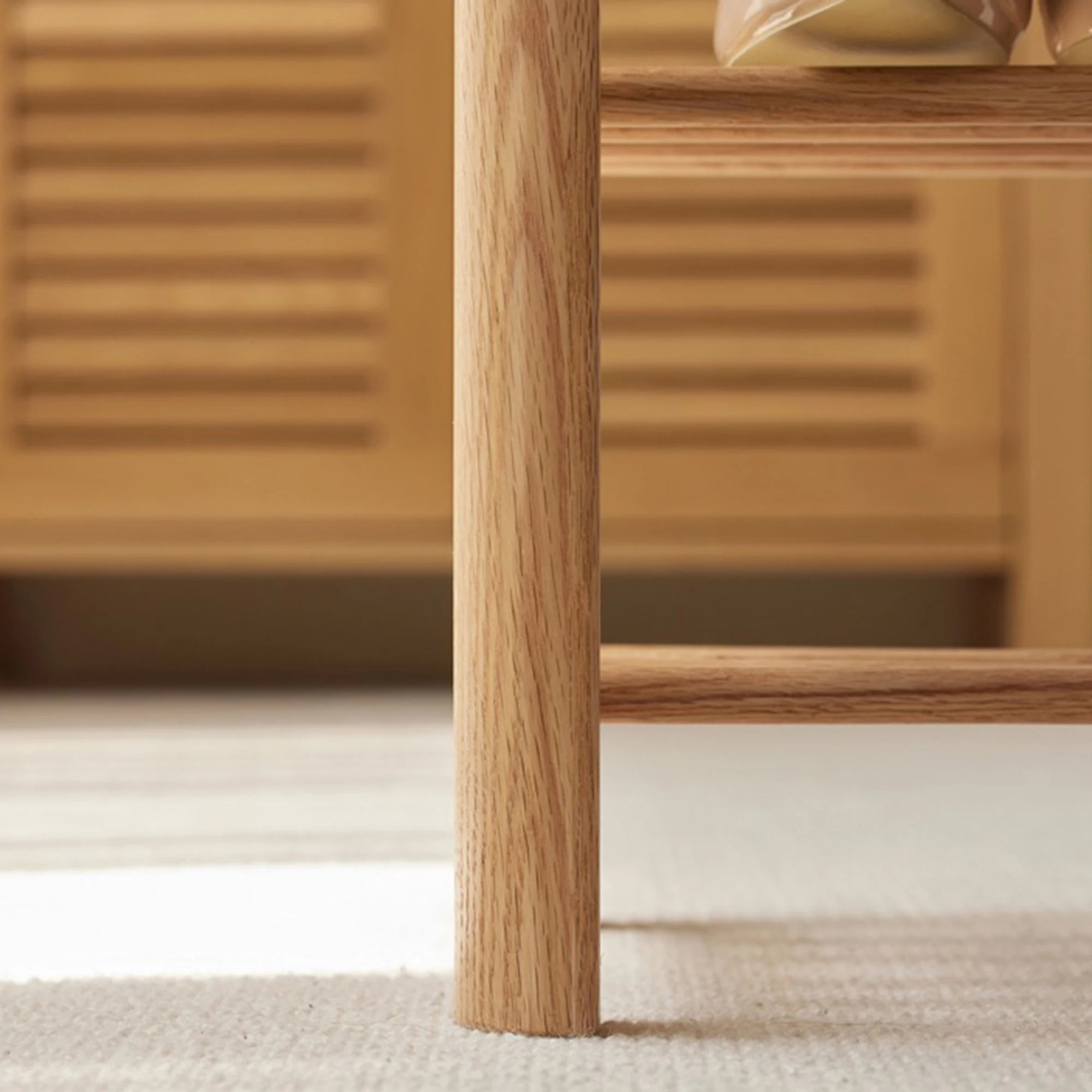 Solidwood Fuji Shoe Bench, 80x30x42cm, Natural Wood