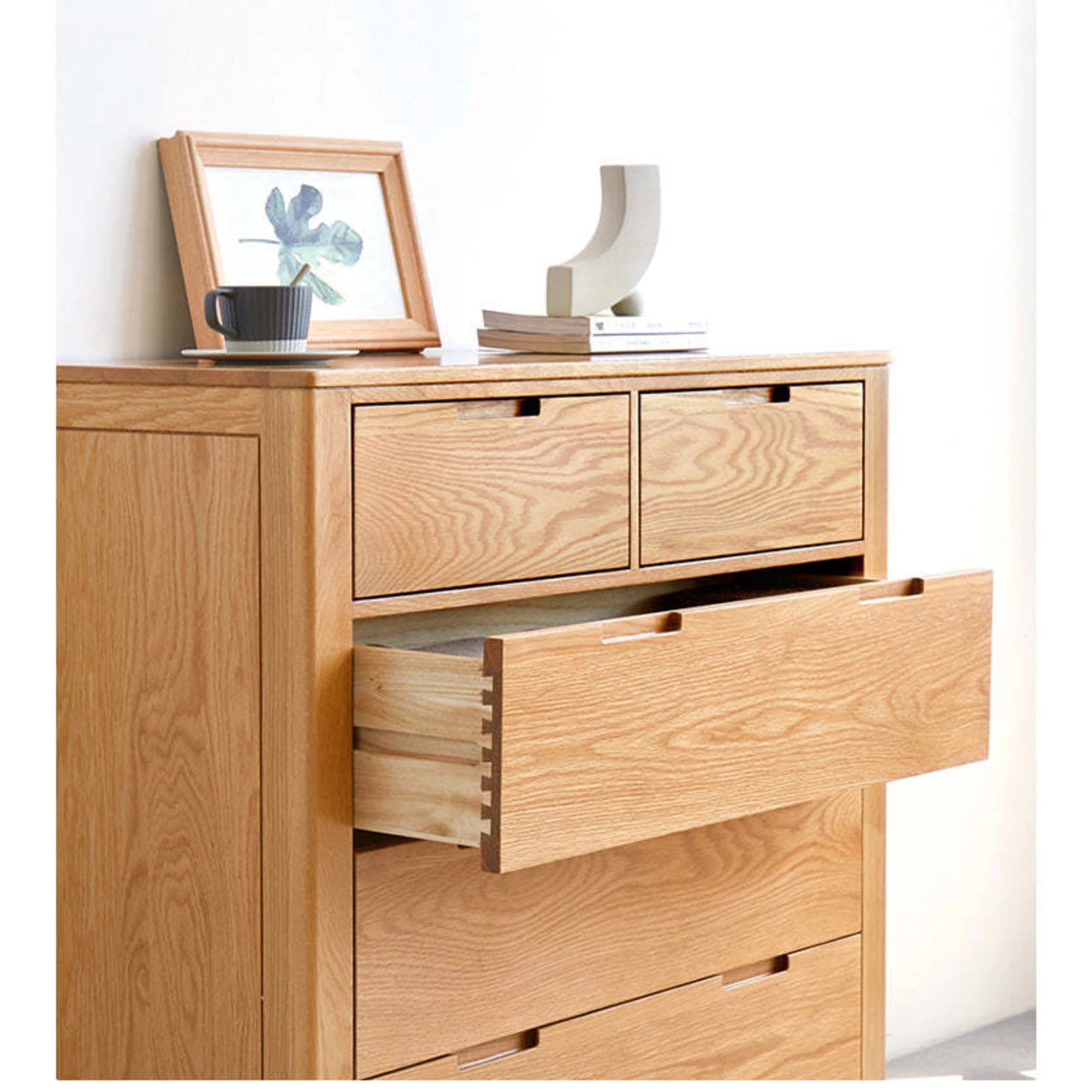 Solidwood Norway Chest of 5 drawers, 95x40CM, Natural Wood