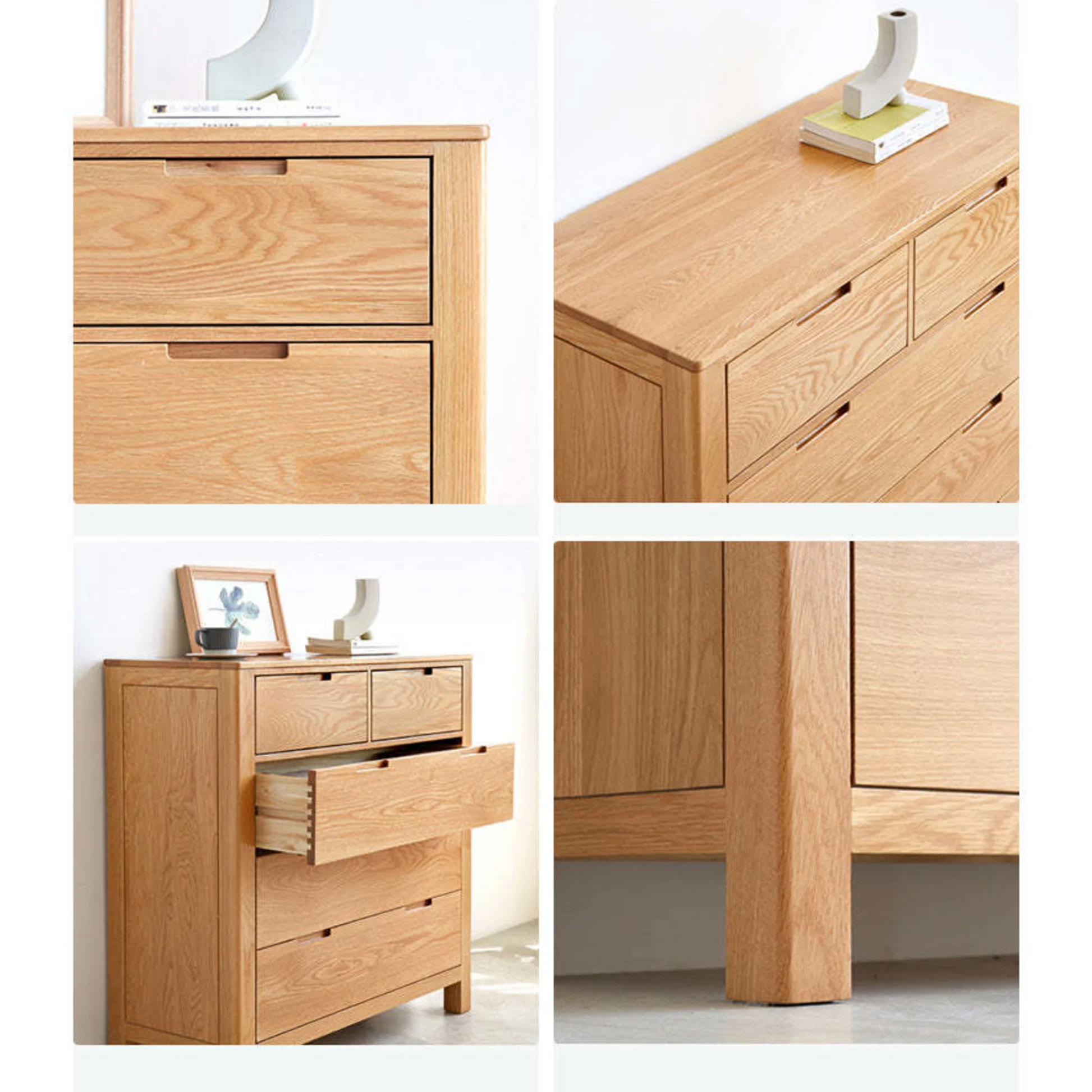 Solidwood Norway Chest of 5 drawers, 95x40CM, Natural Wood