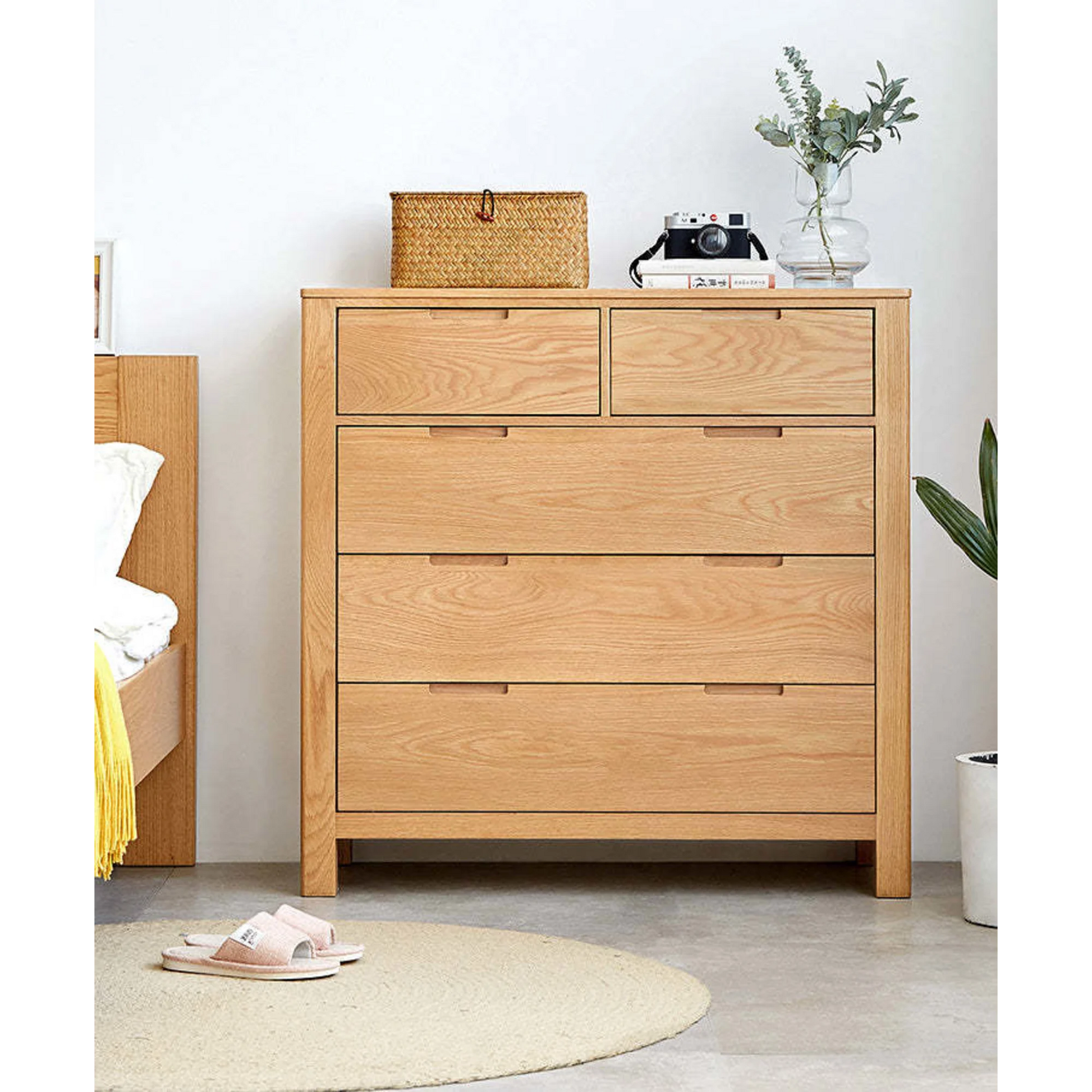 Solidwood Norway Chest of 5 drawers, 95x40CM, Natural Wood