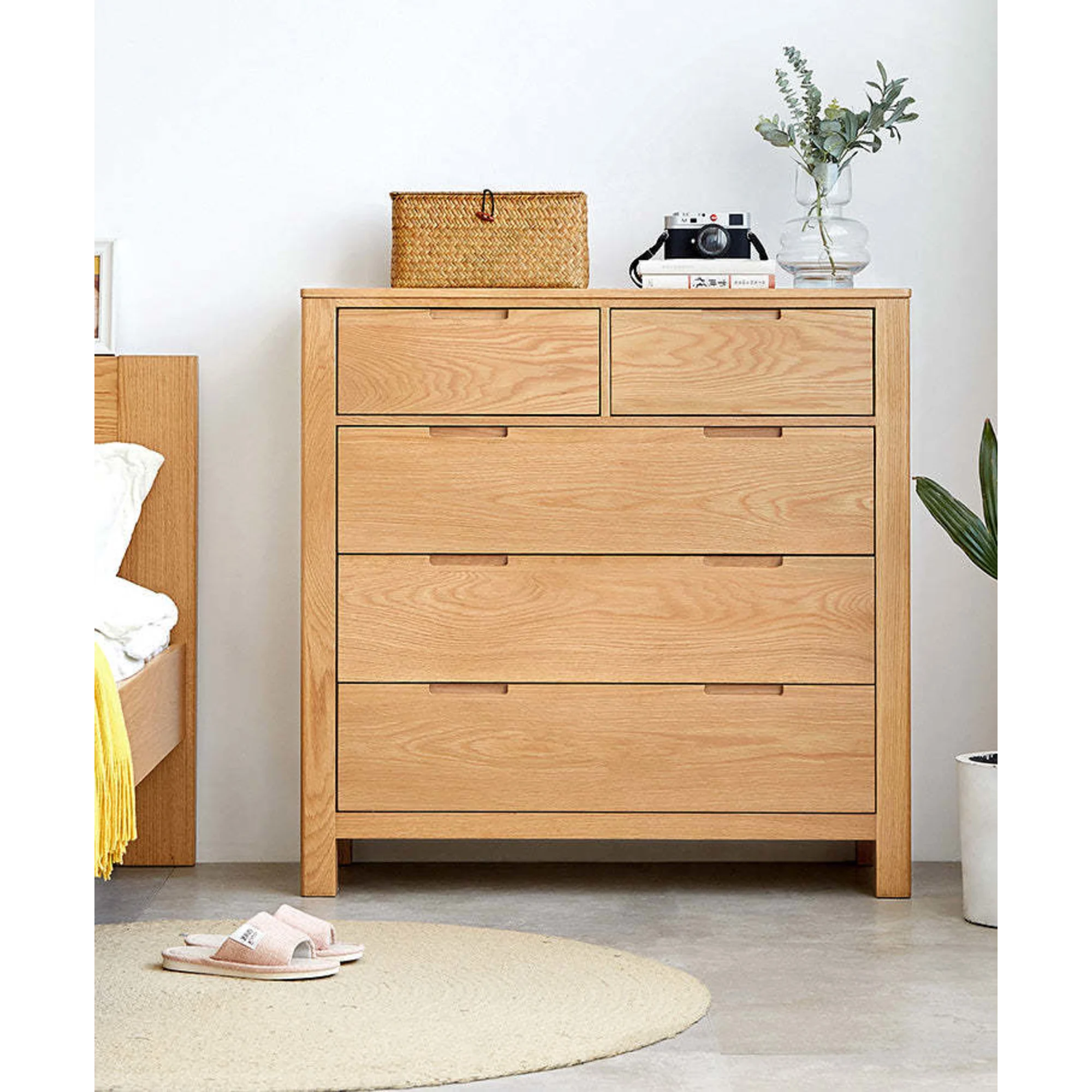 Solidwood Norway Chest of 5 drawers, 95x40CM, Natural Wood