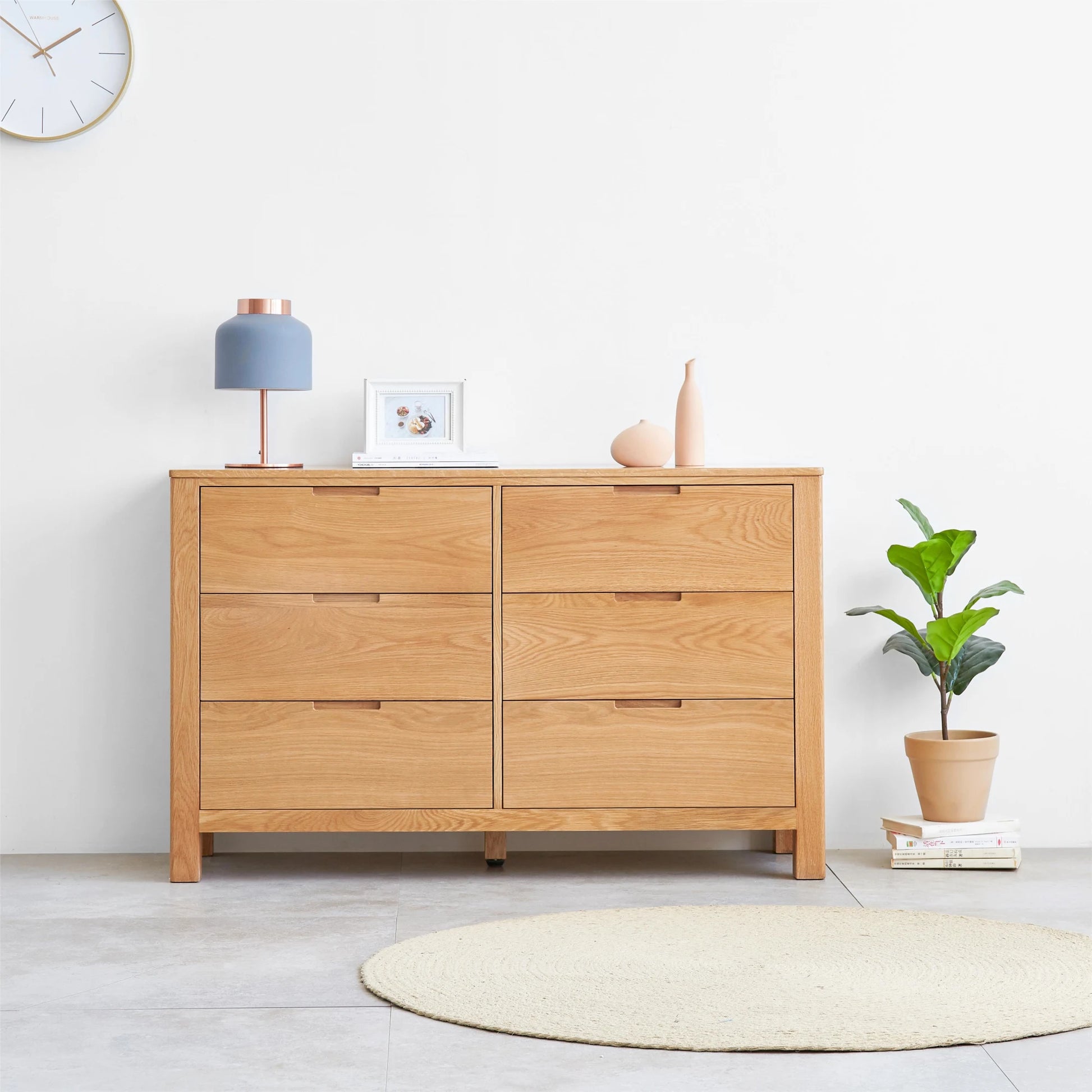 Solidwood Norway Chest of 6 drawers, 120x40CM, Natural Wood