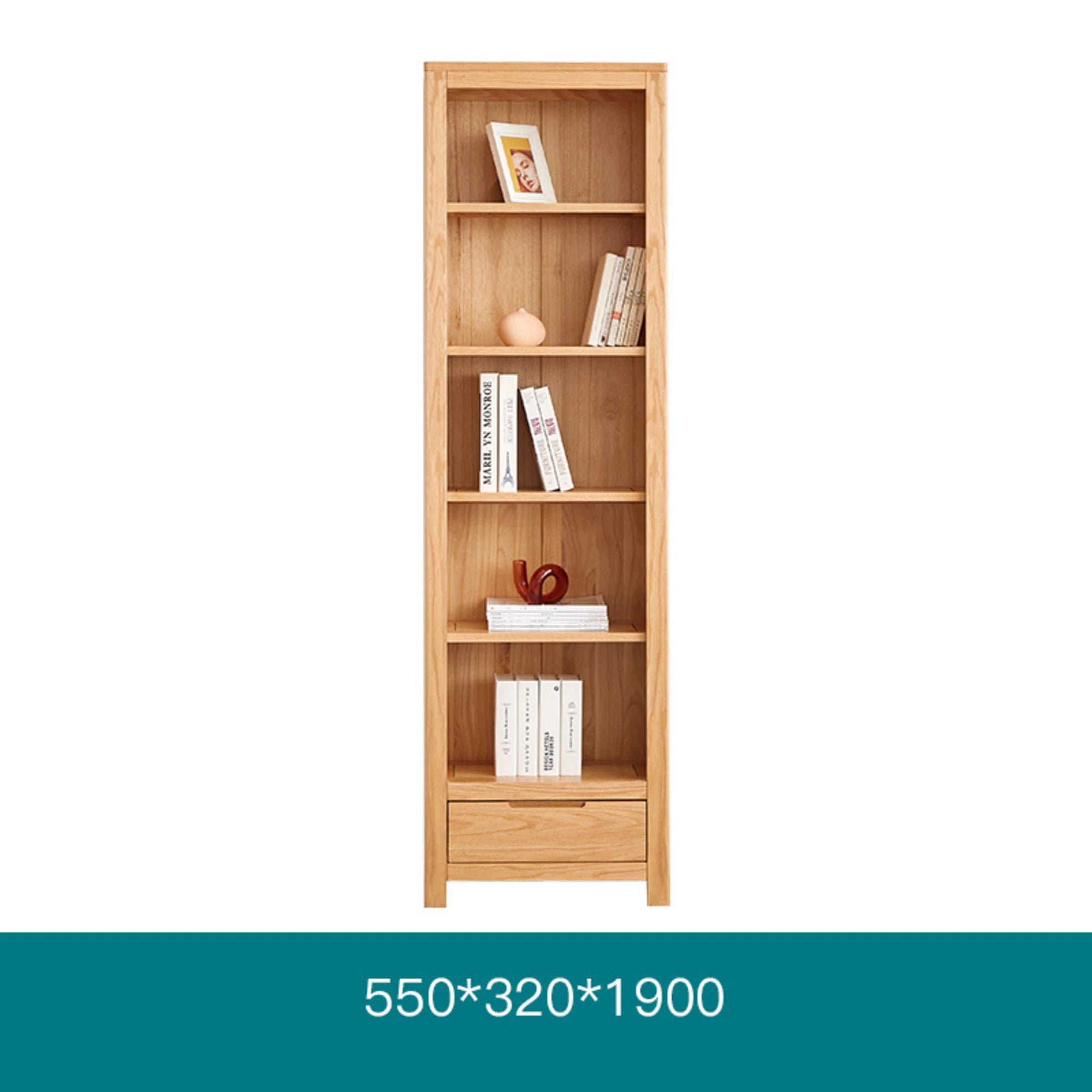 Solidwood Norway Bookcase, 55x32CM, Natural Wood