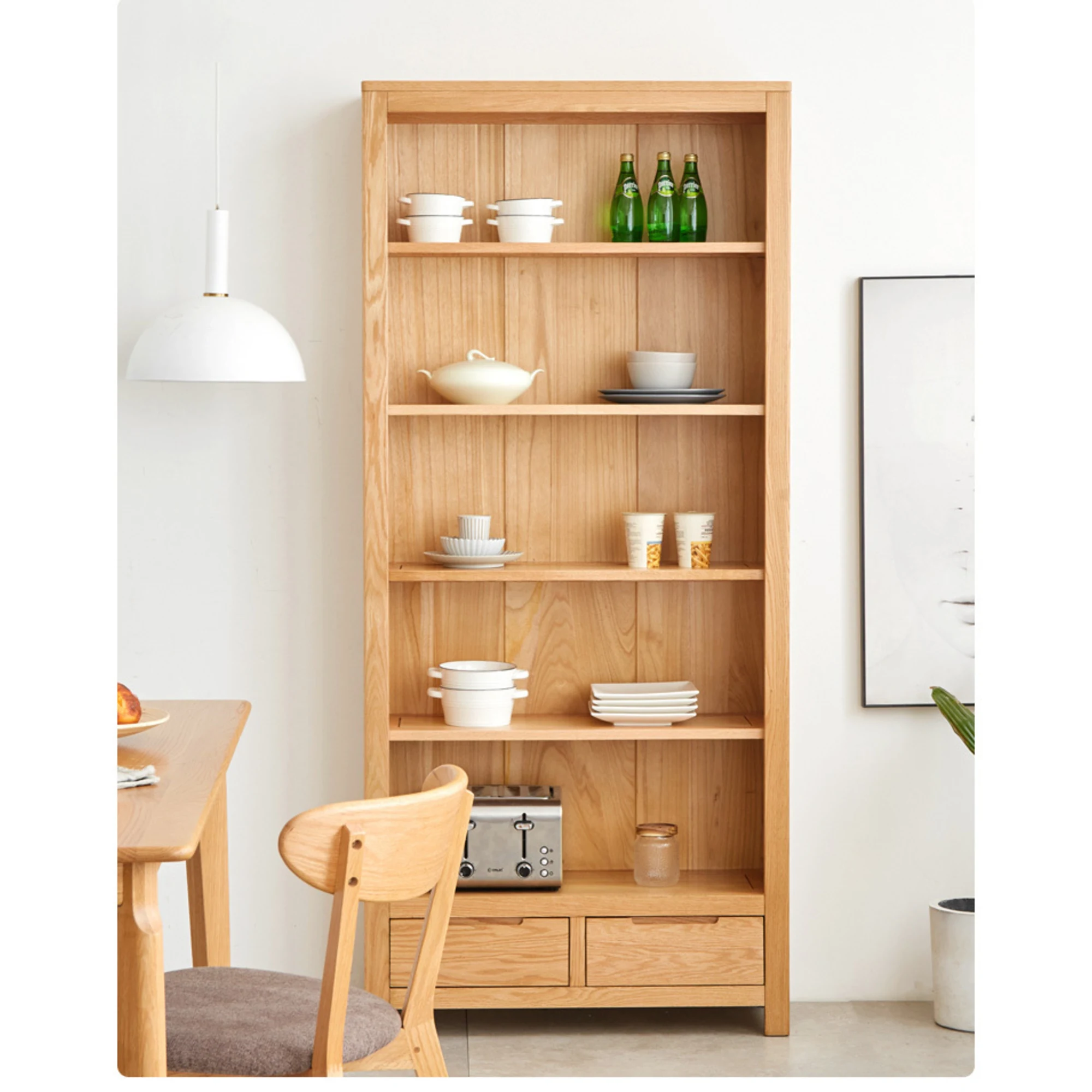 Solidwood Norway Bookcase, 85x32CM, Natural Wood