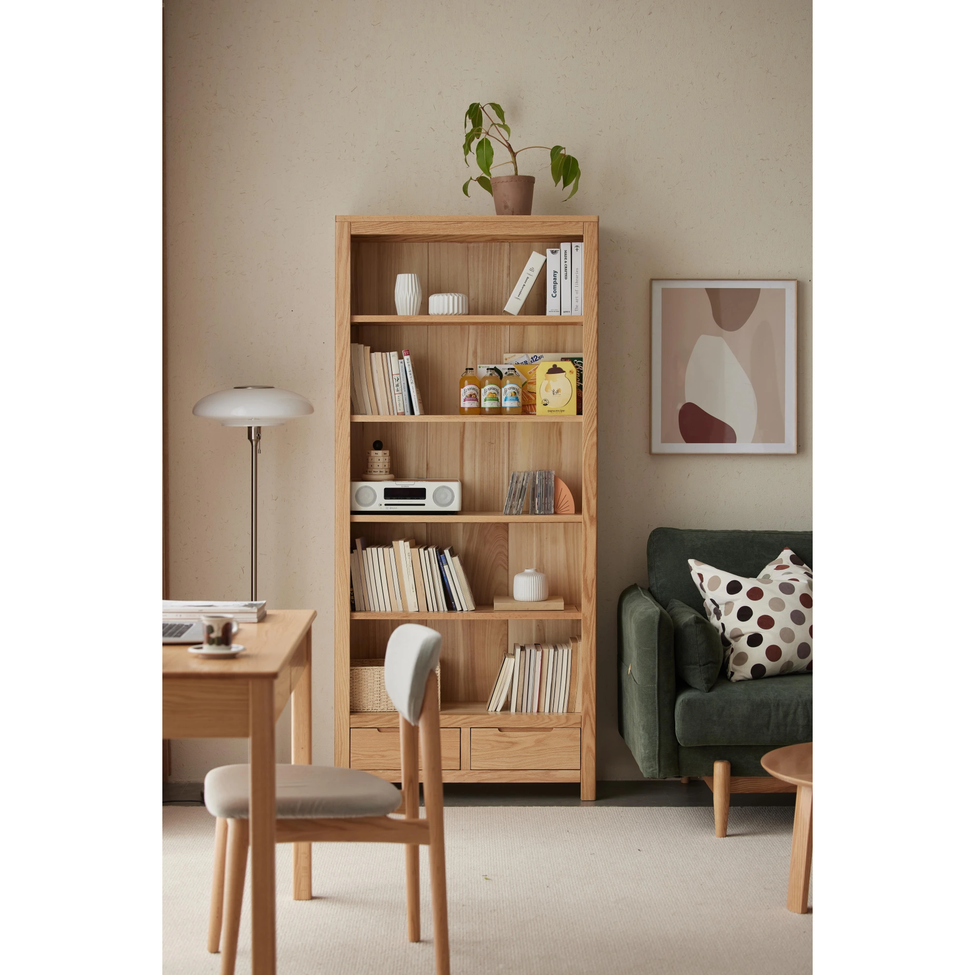 Solidwood Norway Bookcase, 85x32CM, Natural Wood