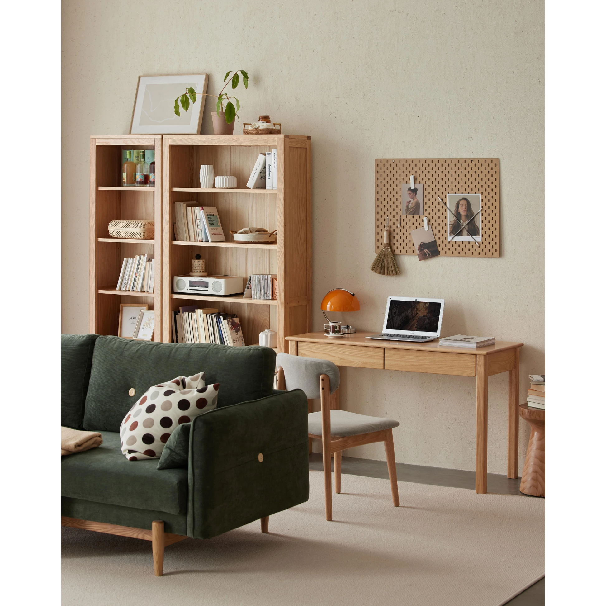 Solidwood Norway Bookcase, 85x32CM, Natural Wood