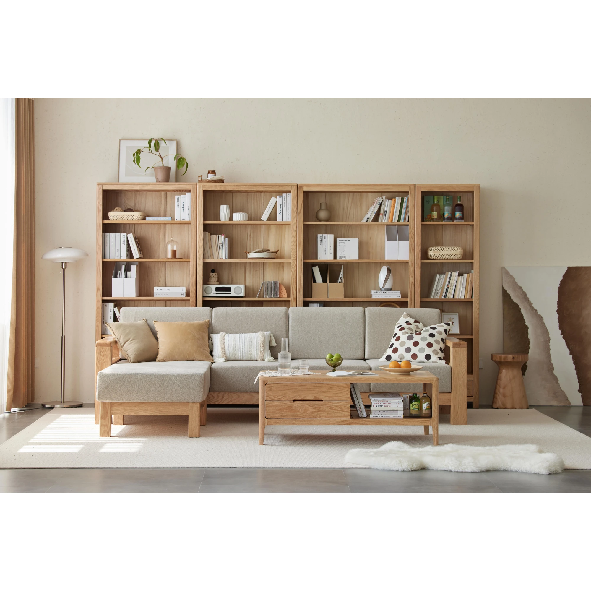 Solidwood Norway Bookcase, 85x32CM, Natural Wood