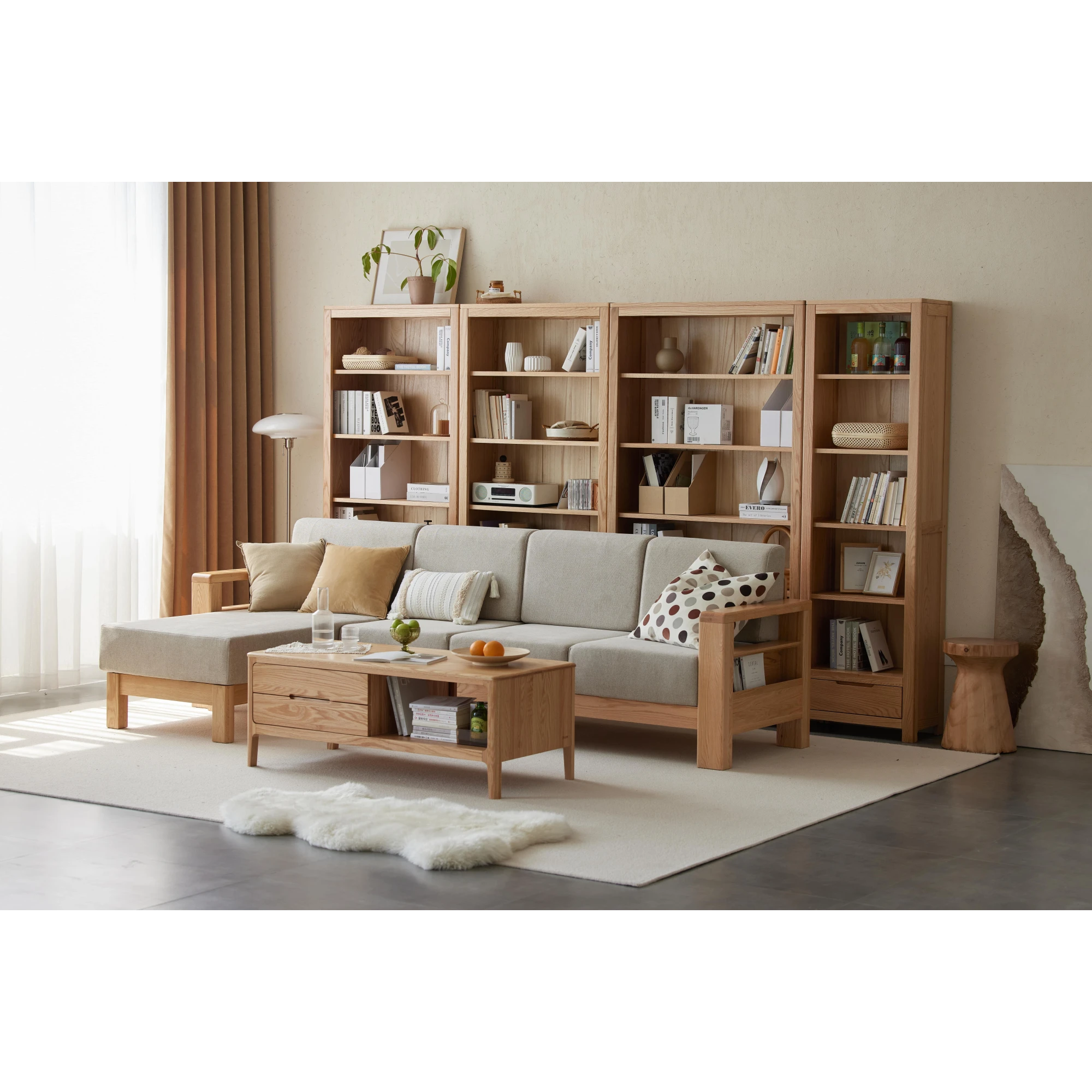 Solidwood Norway Bookcase, 85x32CM, Natural Wood