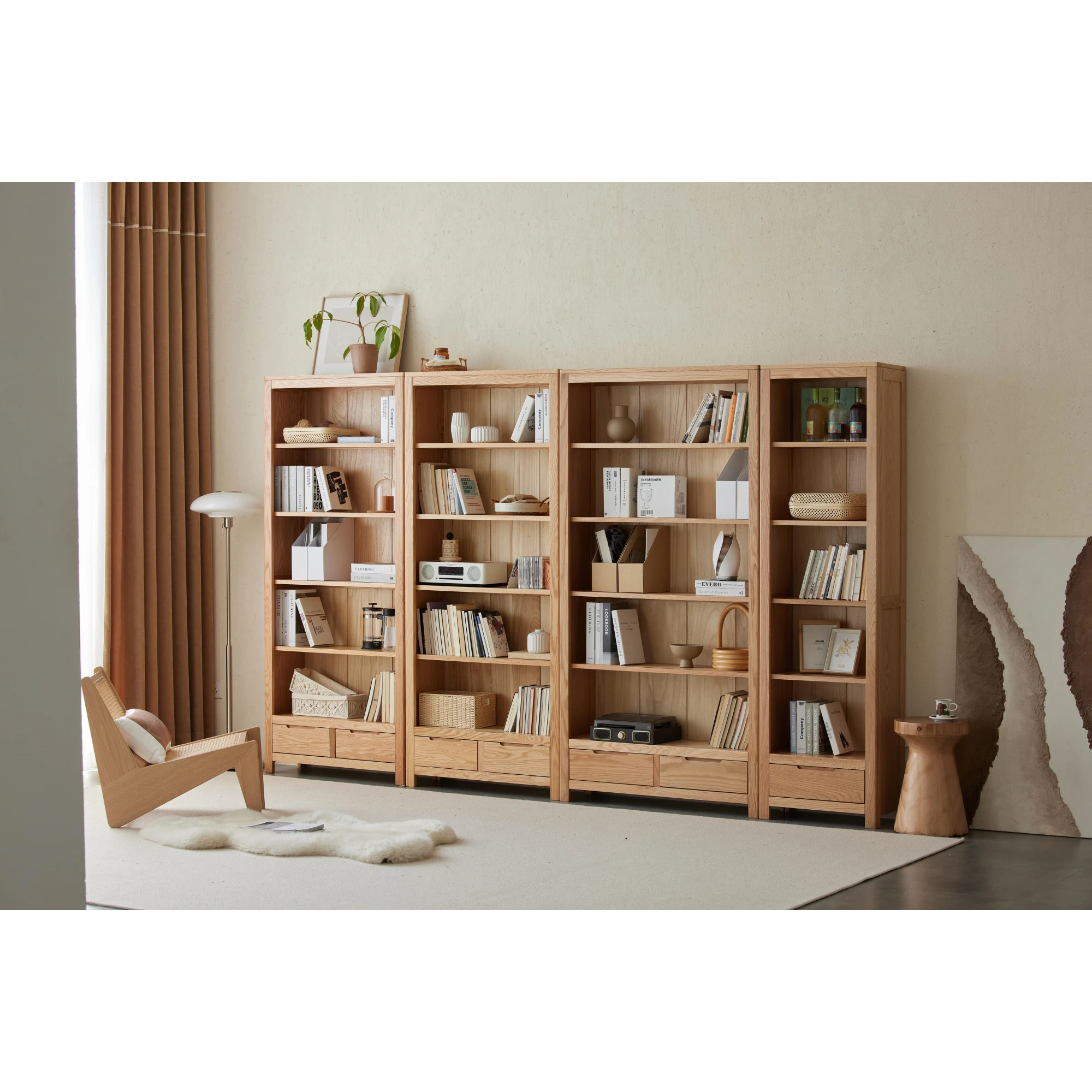 Solidwood Norway Bookcase, 85x32CM, Natural Wood