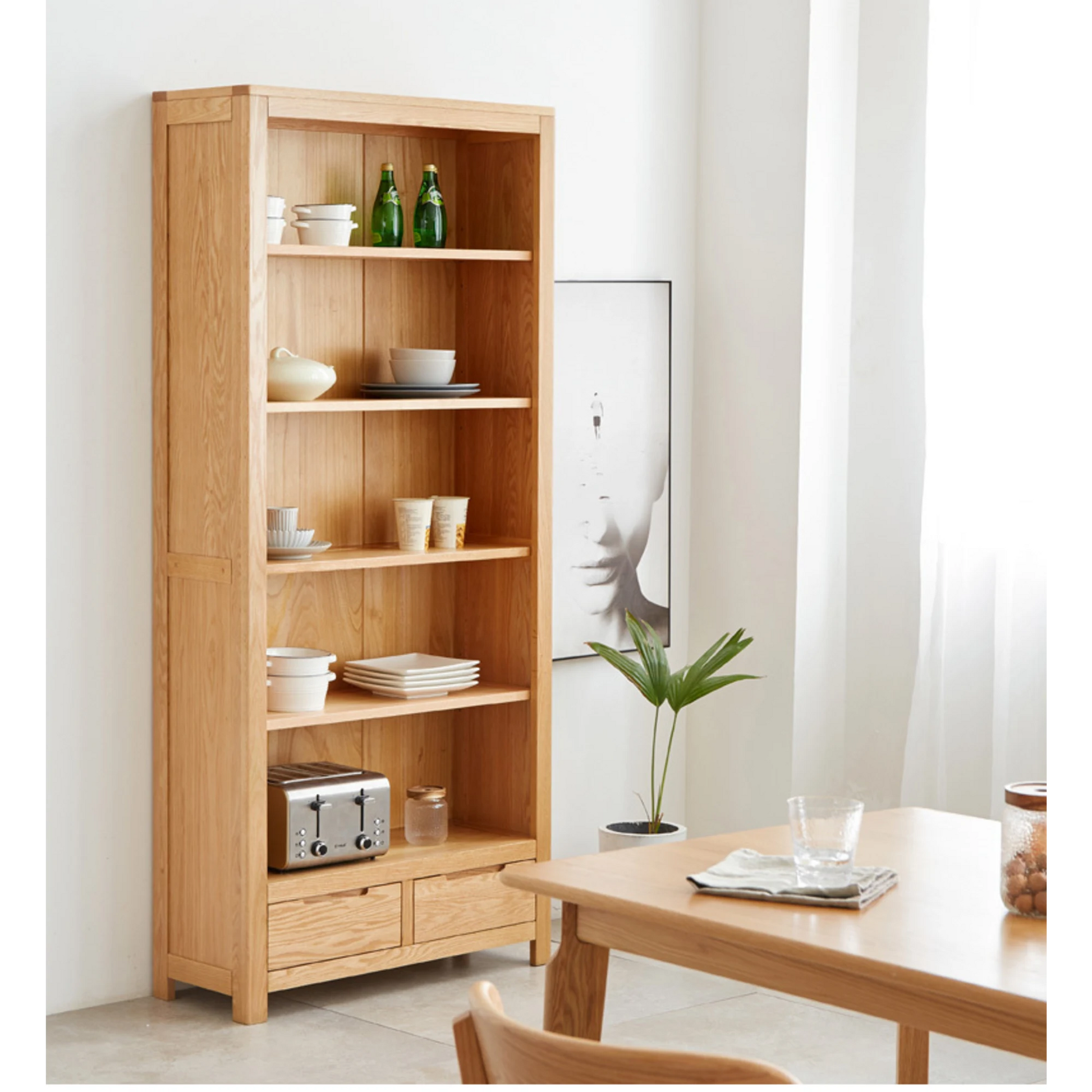 Solidwood Norway Bookcase, 85x32CM, Natural Wood