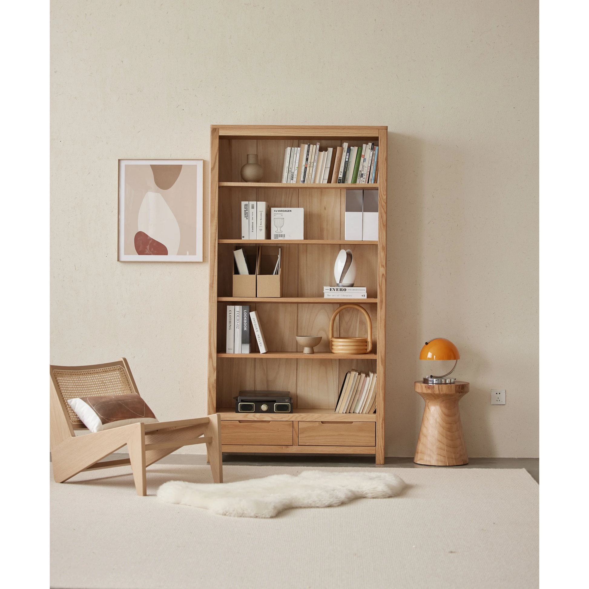Solidwood Norway Bookcase, 100x32CM, Natural Wood