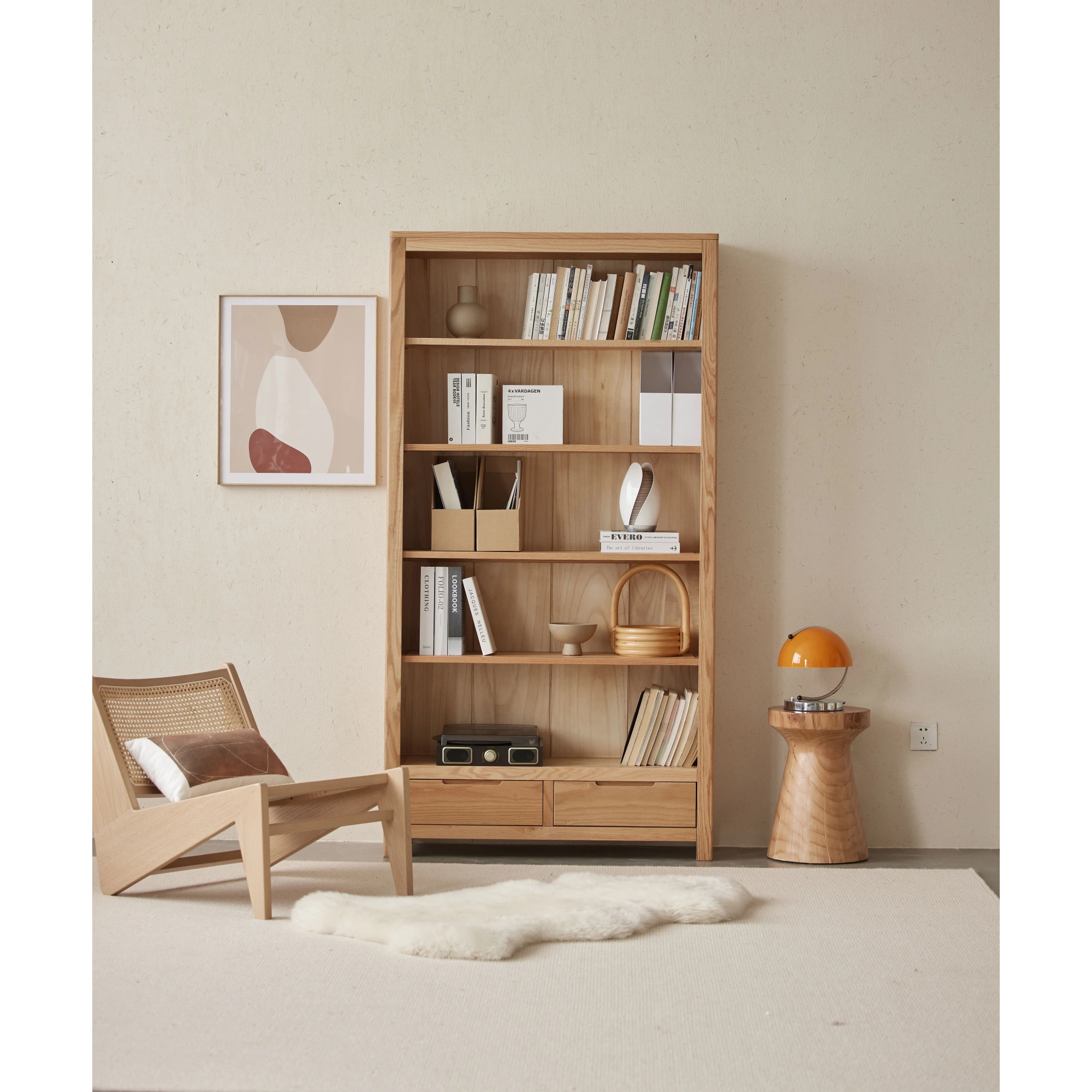 Solidwood Norway Bookcase, 100x32CM, Natural Wood