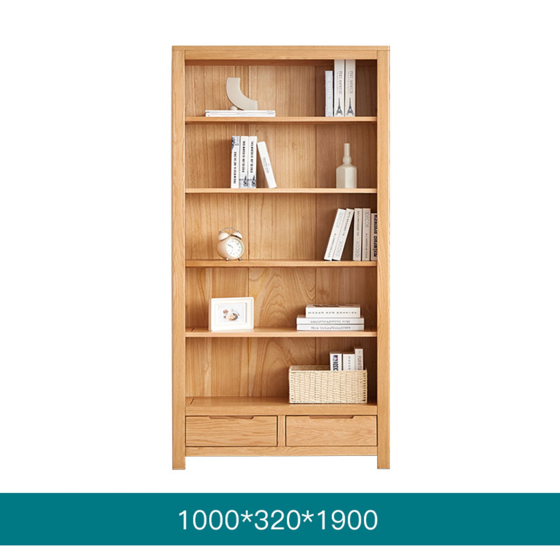 Solidwood Norway Bookcase, 100x32CM, Natural Wood
