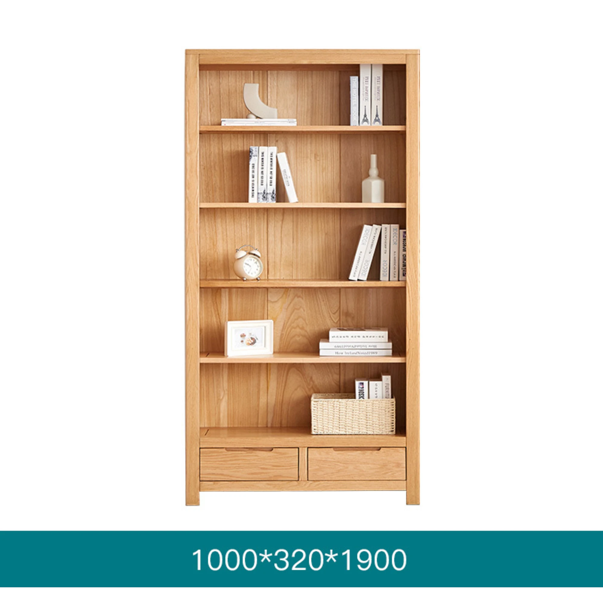 Solidwood Norway Bookcase, 100x32CM, Natural Wood