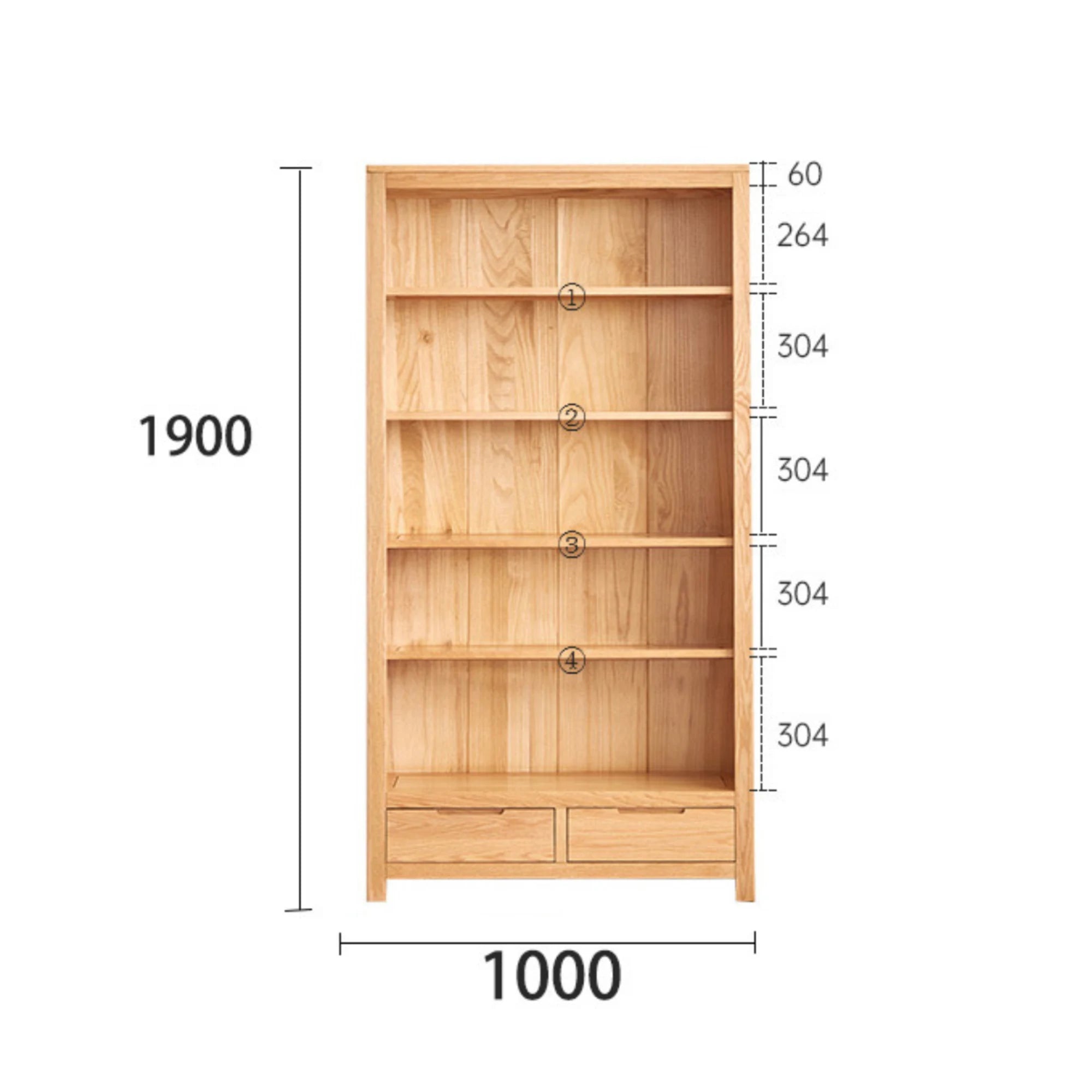 Solidwood Norway Bookcase, 100x32CM, Natural Wood