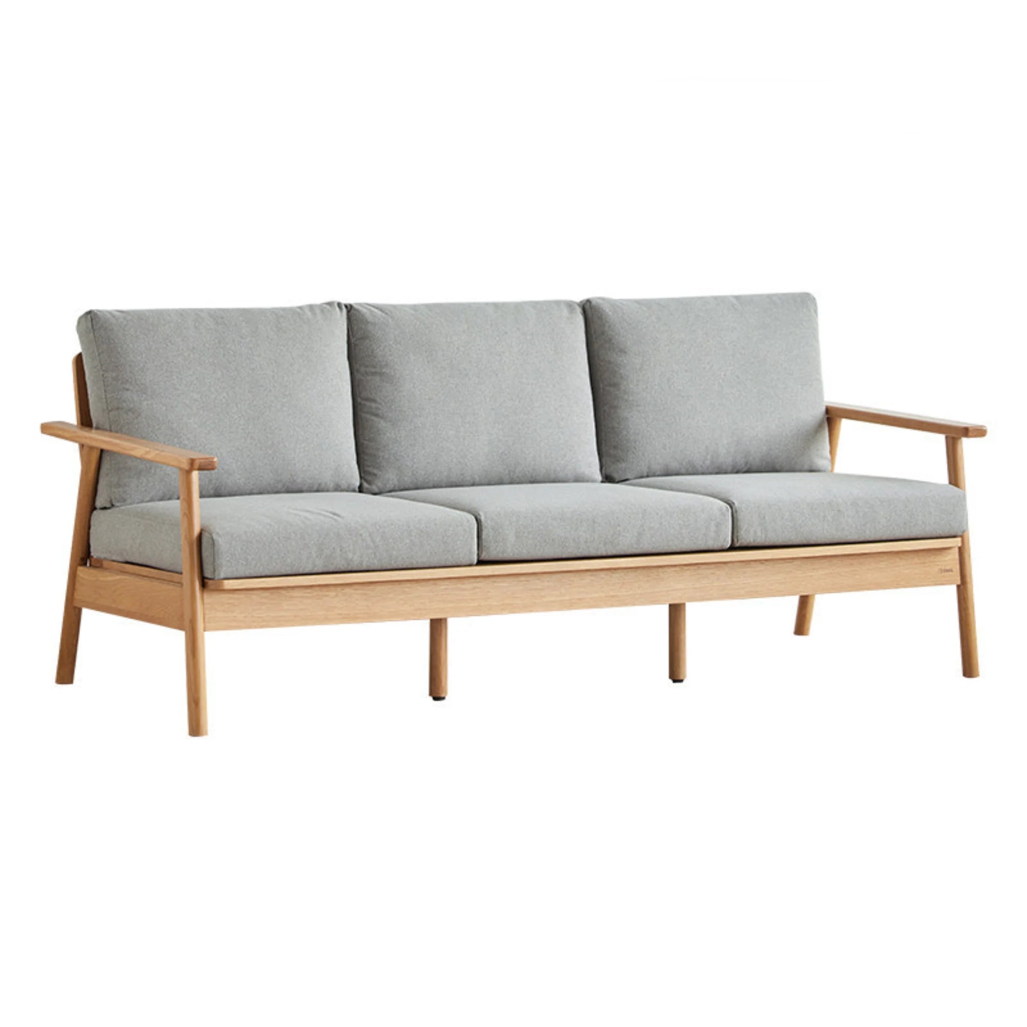 Solidwood Seattle 3-Seater Sofa,201x80CM, Grey & Natural Wood