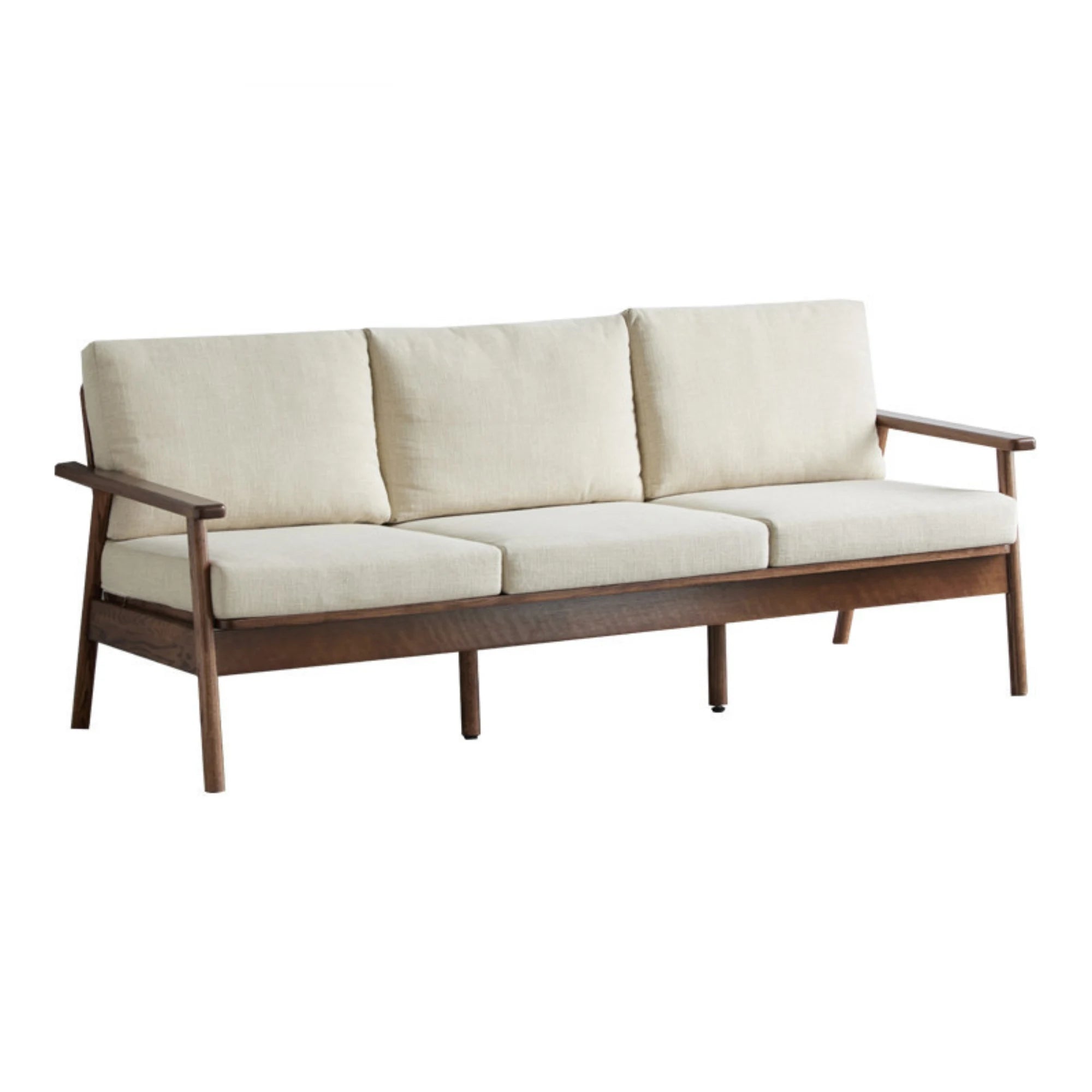 Solidwood Seattle 3-Seater Sofa,201x80CM, Beige & Dark Wood