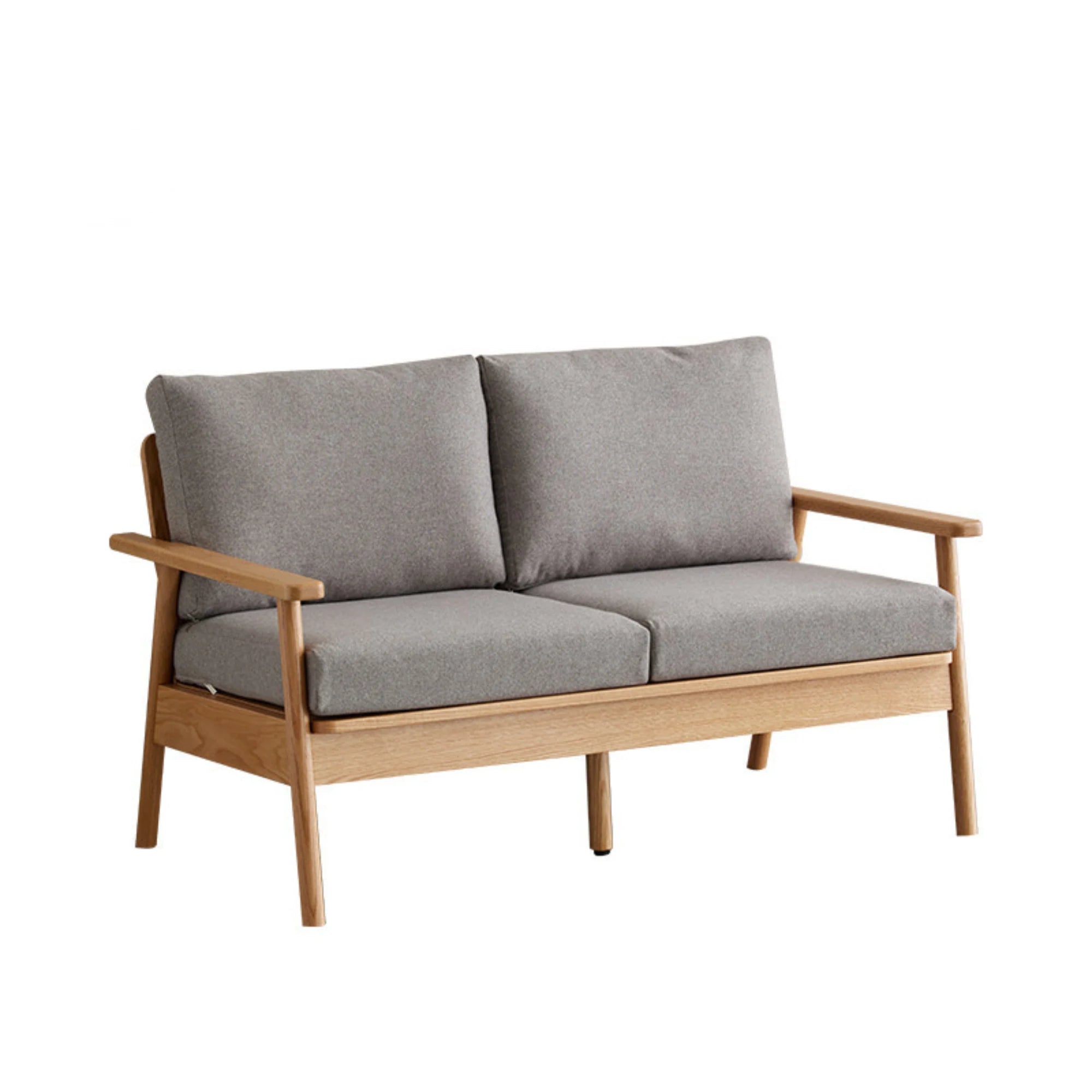Solidwood Seattle 2-Seater Sofa, 137x80CM, Grey & Natural Wood