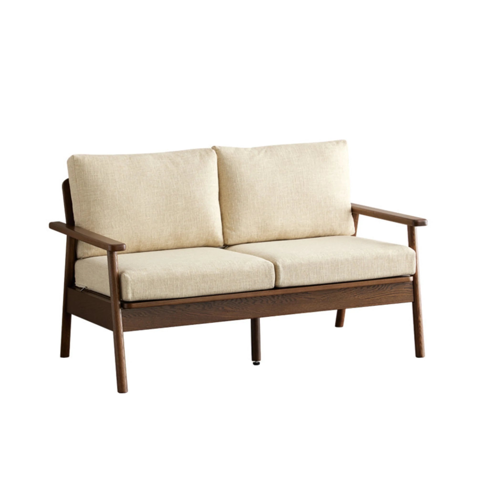 Solidwood Seattle 2-Seater Sofa, 137x80CM, Beige & Dark Wood
