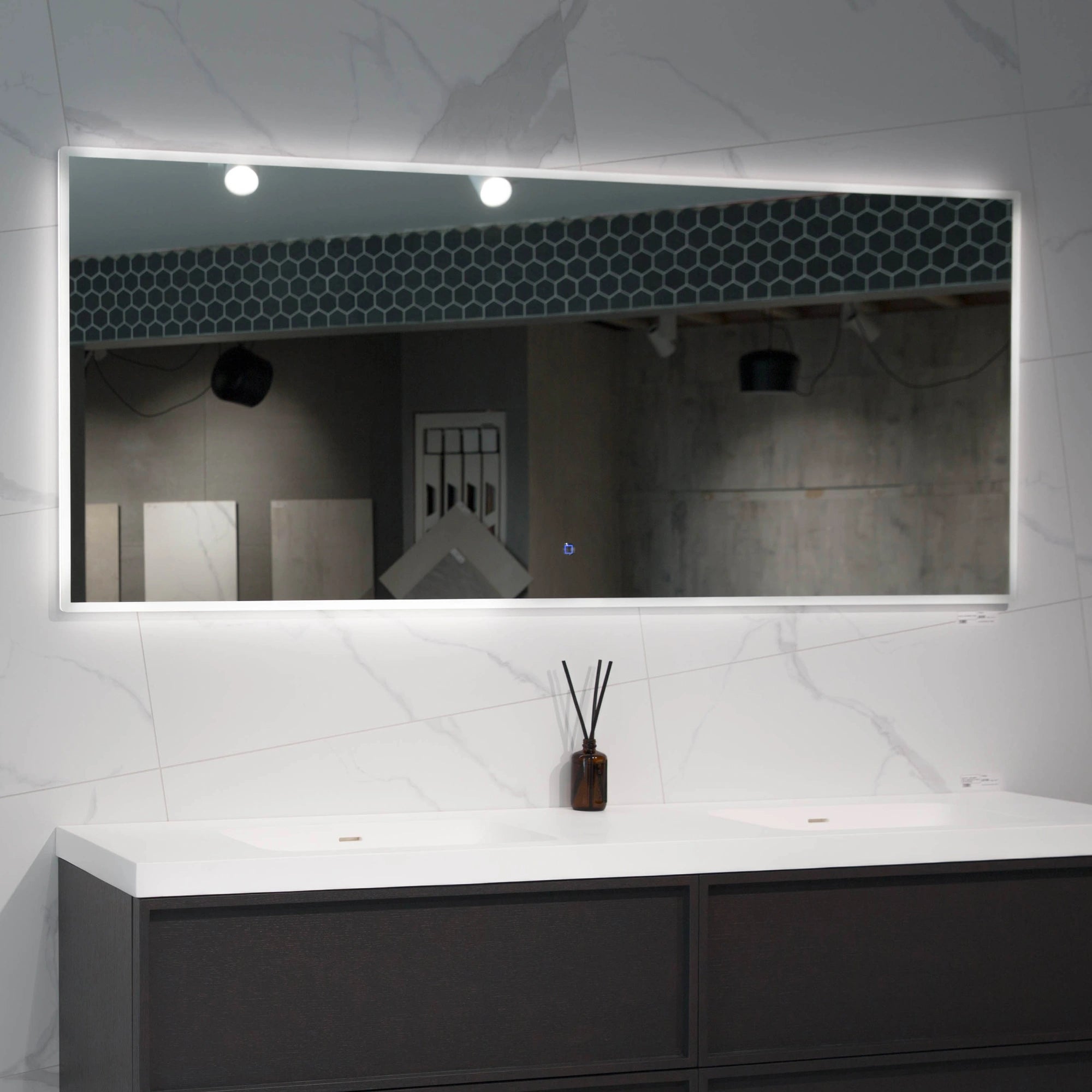 Aruvo ArledRectangle LED Acrylic Frame Bathroom Mirror with Demister 180cm
