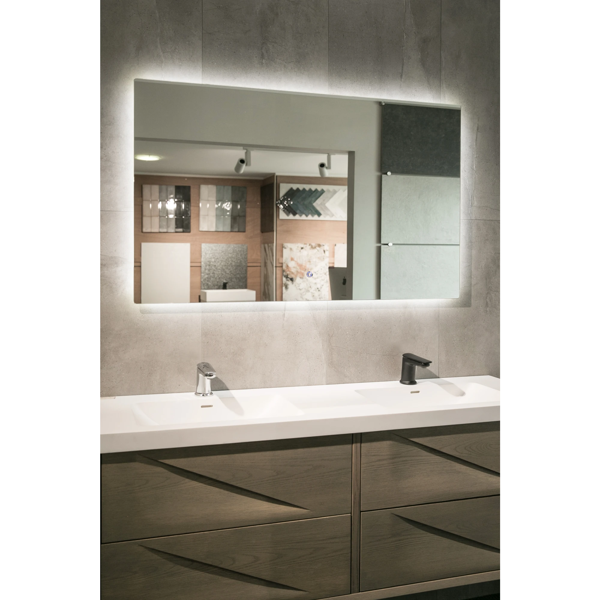 Aruvo Nfled Rectangle Frameless Bathroom Mirror with LED 150cm