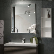 Aruvo Cstone Rectangle Composite Stone Bathroom Mirror White 90cm