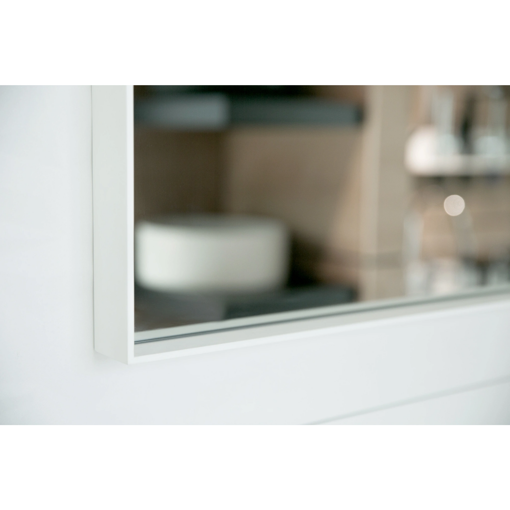 Aruvo Cstone Rectangle Composite Stone Bathroom Mirror White 90cm