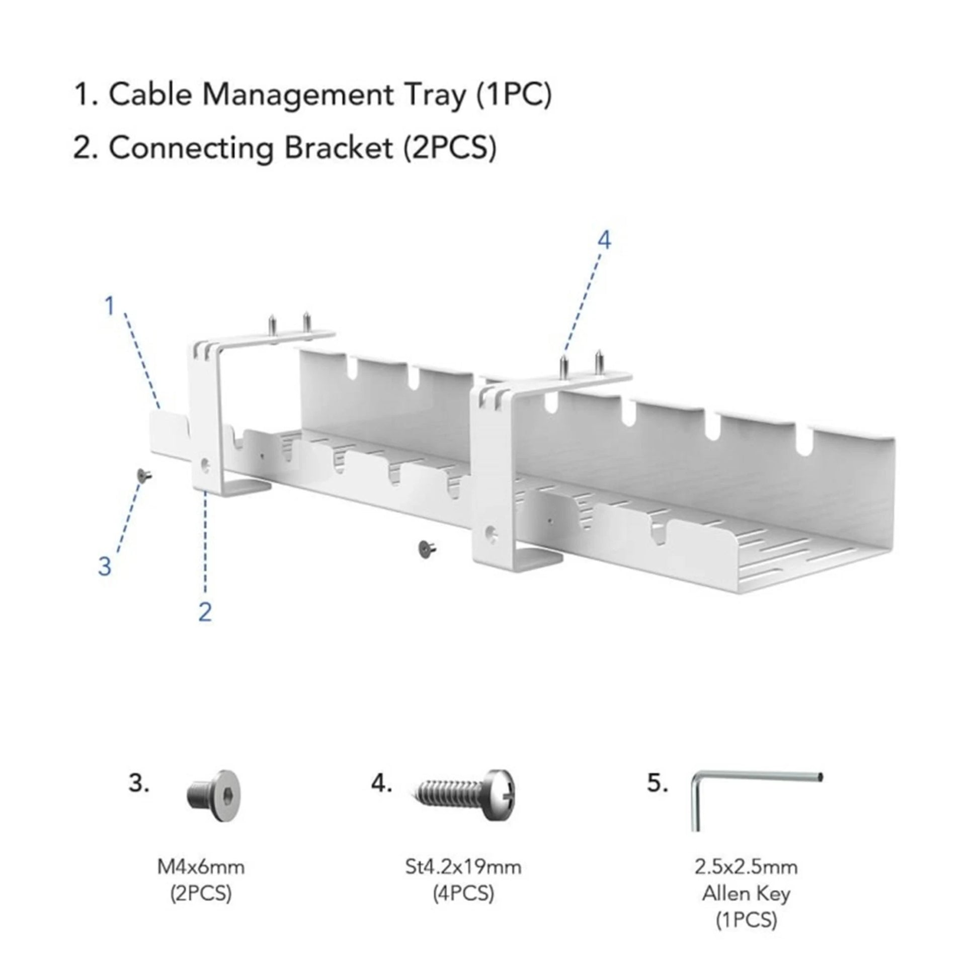 LoctekcmP502 Under Desk Cable Management Basket Tray, 500x122x90mm, White
