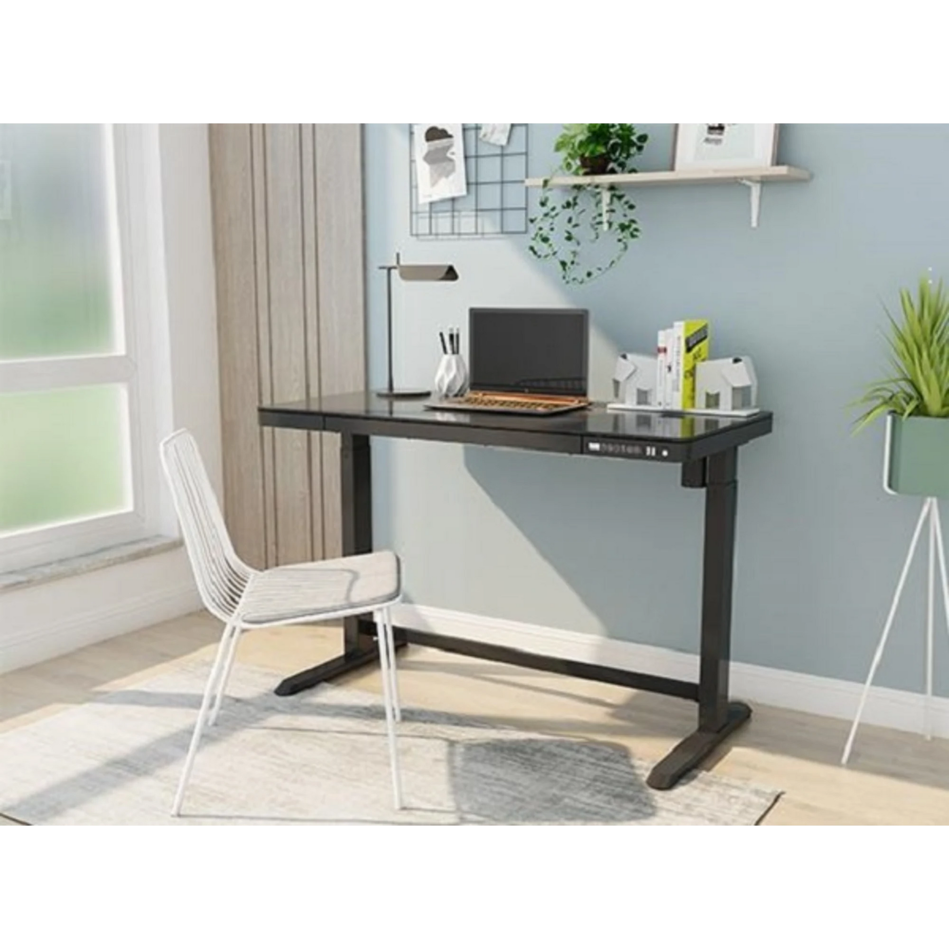 Loctek Et118 All-in-One Standing Desk, With 2 USB-A + 1 USB-C Charging Port, Pull-out Drawer, 120x60cm, Black