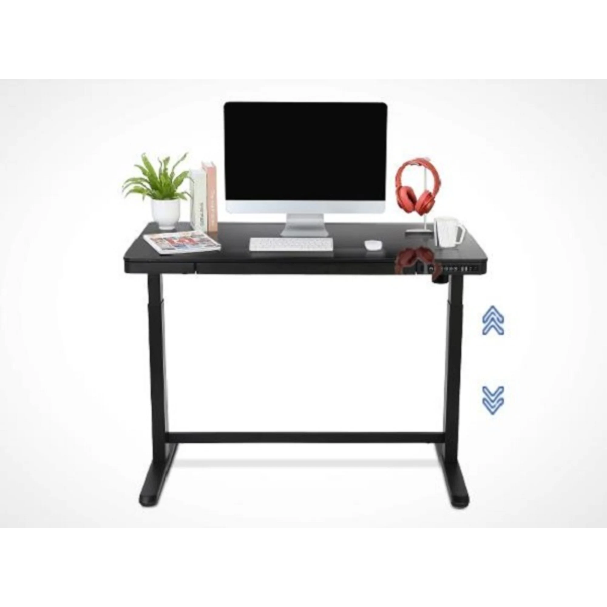 Loctek Et118 All-in-One Standing Desk, With 2 USB-A + 1 USB-C Charging Port, Pull-out Drawer, 120x60cm, Black