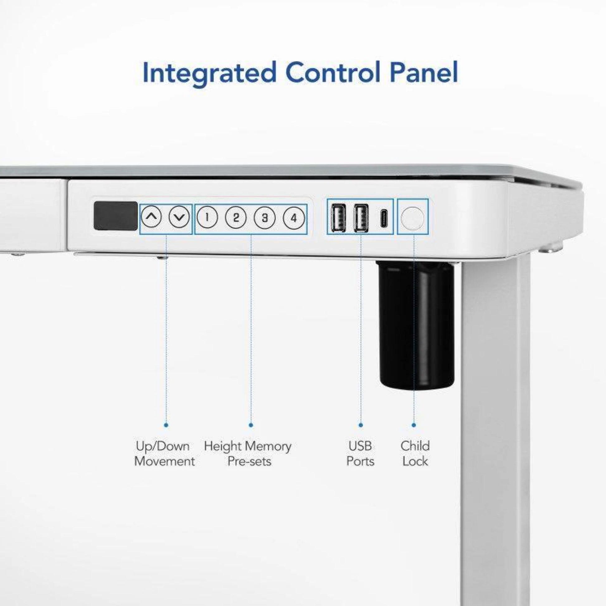 Loctek Et118 All-in-One Standing Desk, With 2 USB-A + 1 USB-C Charging Port, Pull-out Drawer, 120x60cm, White