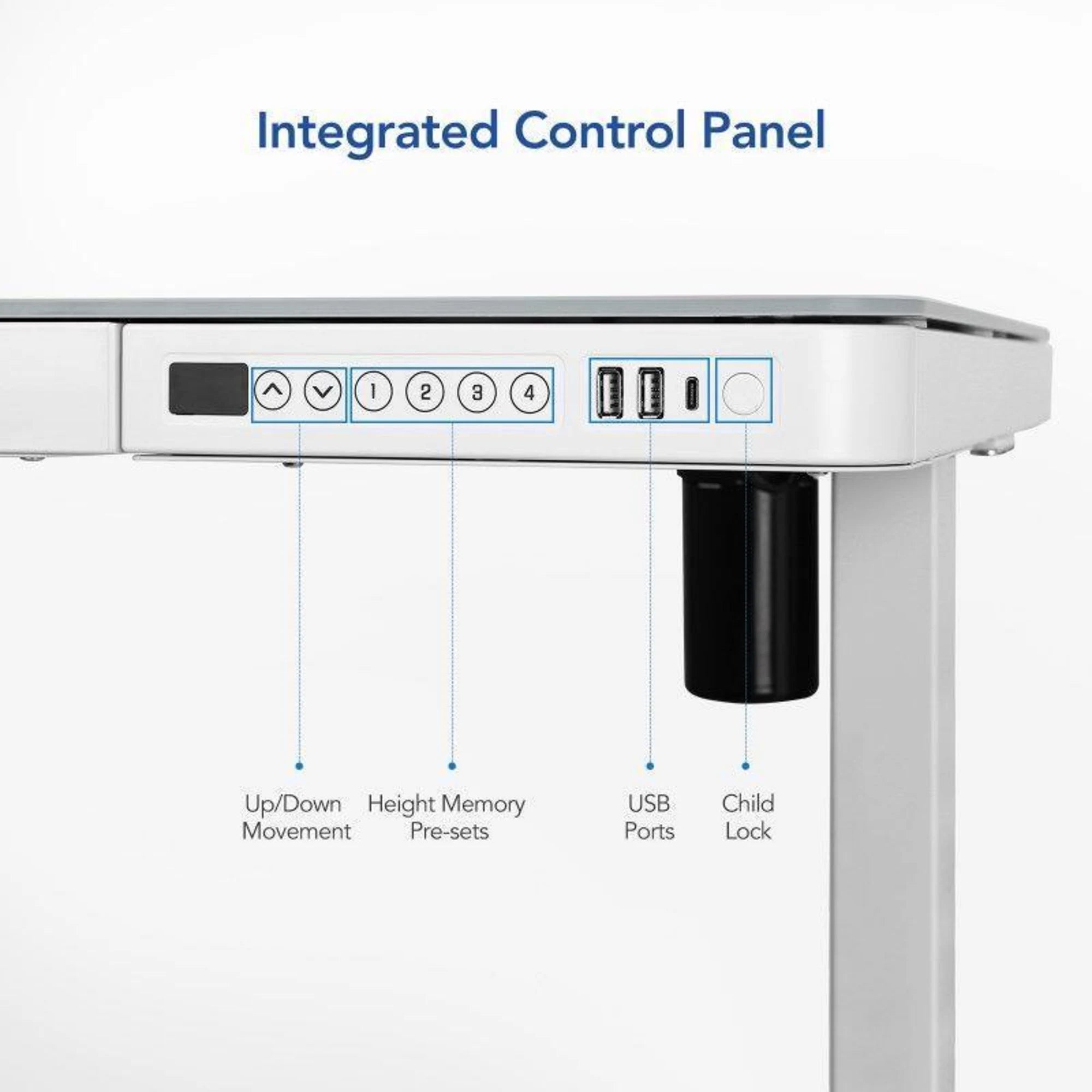 Loctek Et118 All-in-One Standing Desk, With 2 USB-A + 1 USB-C Charging Port, Pull-out Drawer, 120x60cm, White