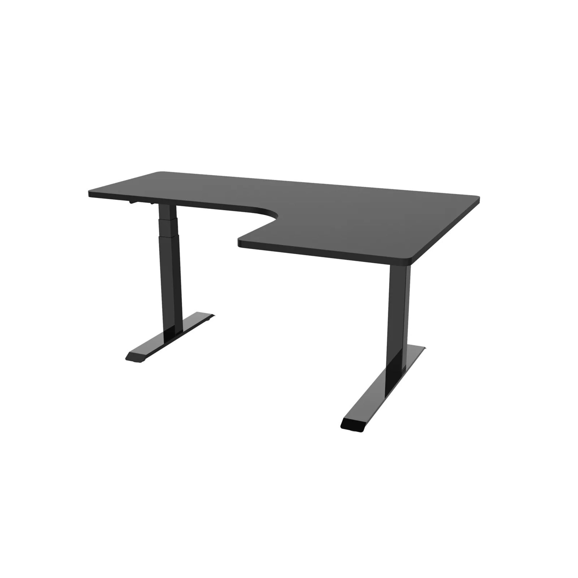 Loctek ET223DL L-Shape Ergonomic Standing Office Desk, Electric Height Adjustable With Dual Motors, 160x110x59.5cm, Black