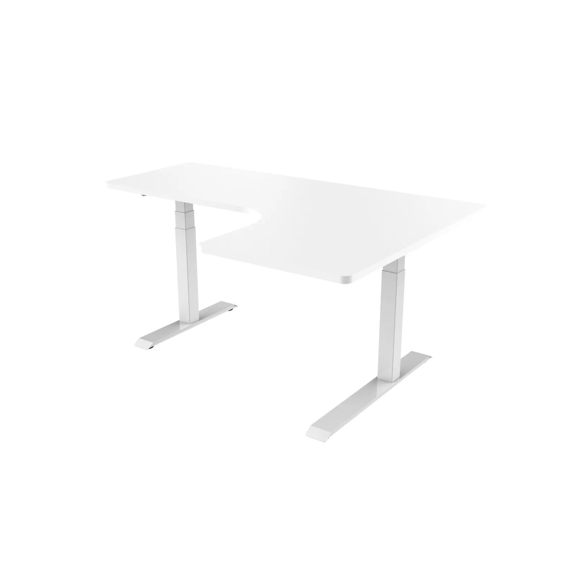 Loctek ET223DL L-Shape Ergonomic Standing Office Desk, Electric Height Adjustable With Dual Motors, 160x110x59.5cm, White