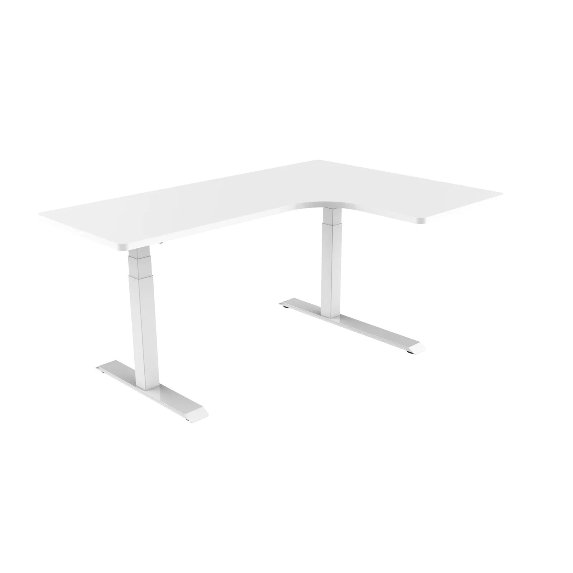 Loctek ET223DL L-Shape Ergonomic Standing Office Desk, Electric Height Adjustable With Dual Motors, 160x110x59.5cm, White