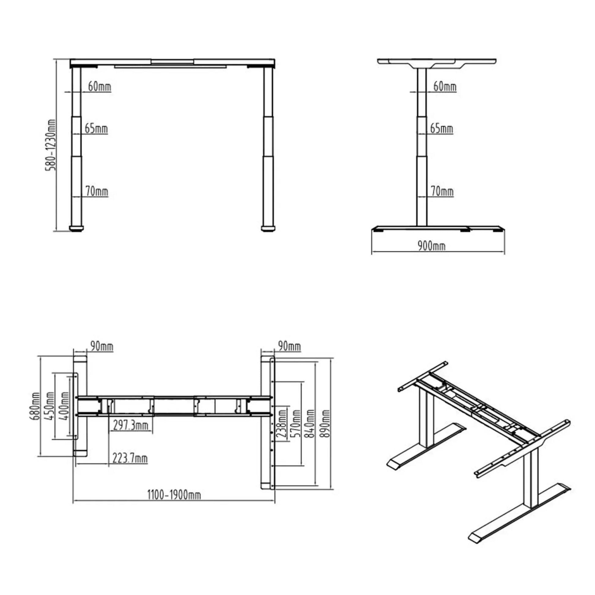 Loctek ET223DL L-Shape Ergonomic Standing Office Desk, Electric Height Adjustable With Dual Motors, 160x110x59.5cm, White