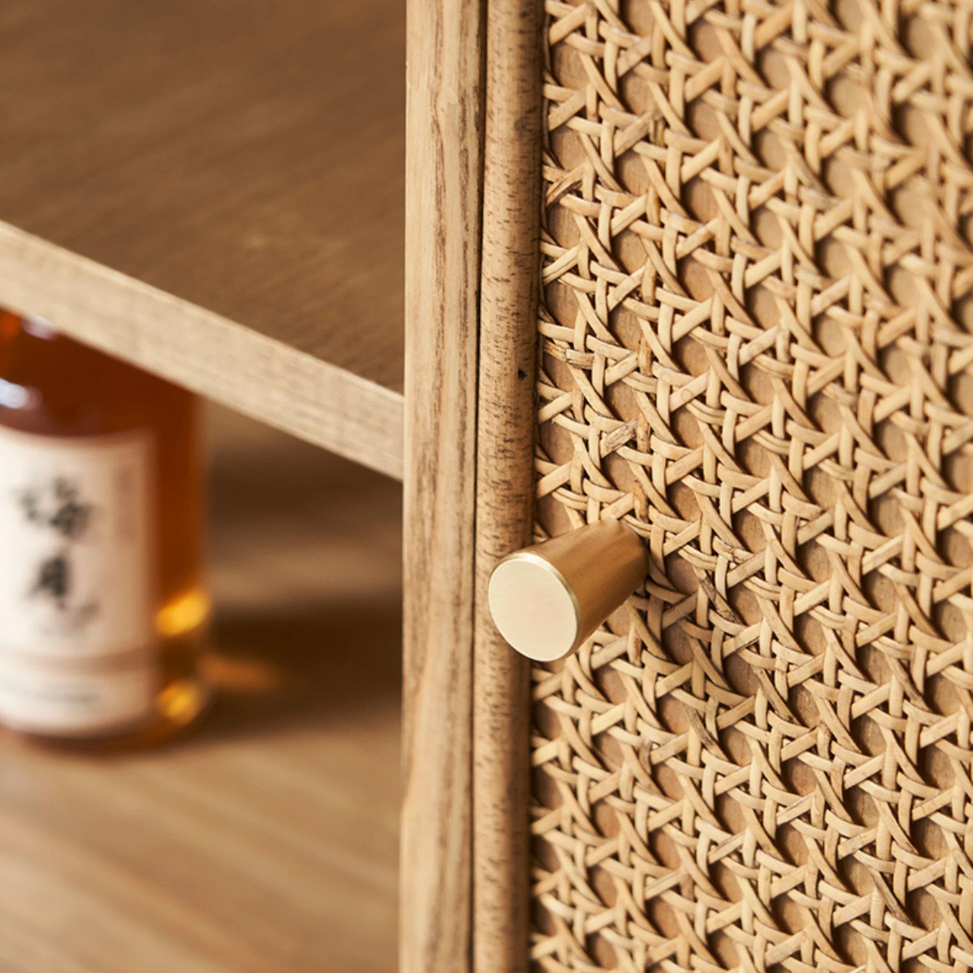 BohoBoho Laxo Solid Wood & Rattan TV unit, Natural Wood, 220x40x60cm