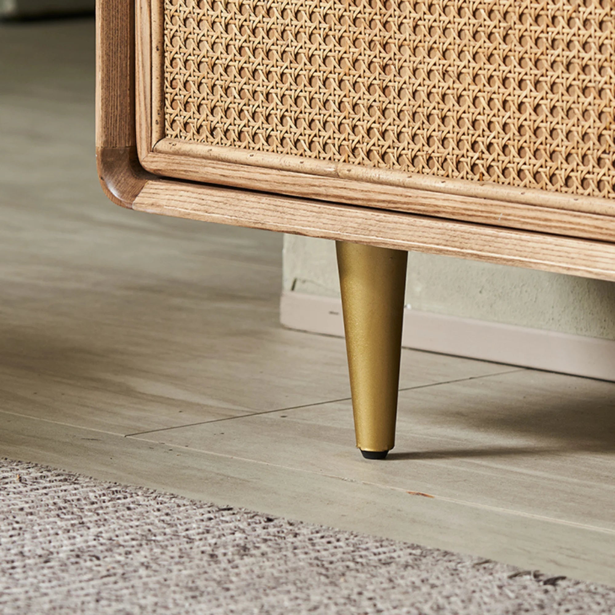 BohoBoho Laxo Solid Wood & Rattan TV unit, Natural Wood, 220x40x60cm