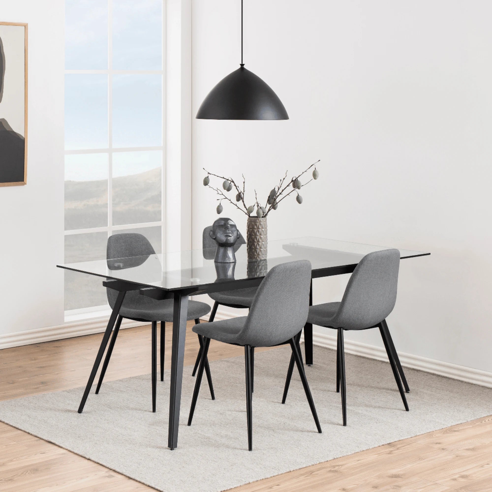 Hjem Design Verna Dining Chair, Light Grey, Set of 4