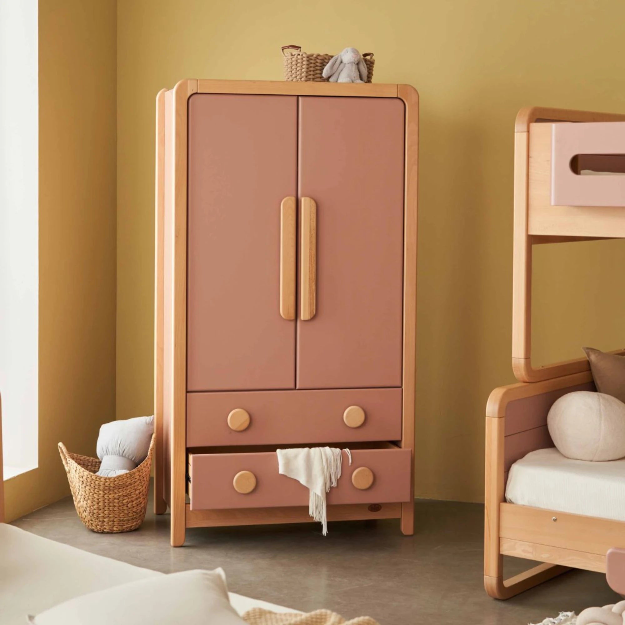 Boori Byron Kids 2 Door wardrobe with 2 drawers, Cherry