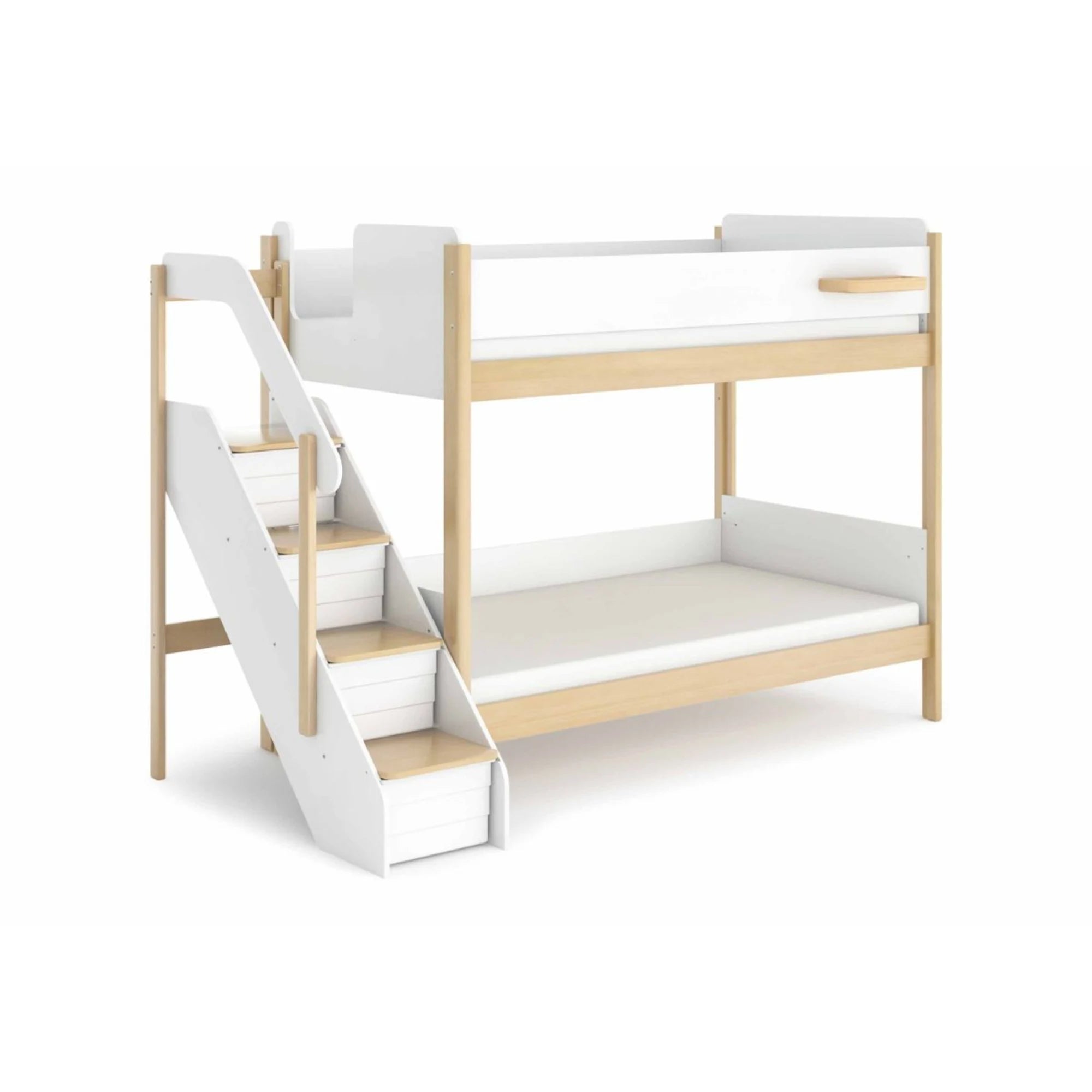 Boori Natty Kids NZ King Single Bunk Bed with Storage Staircase, Barley White