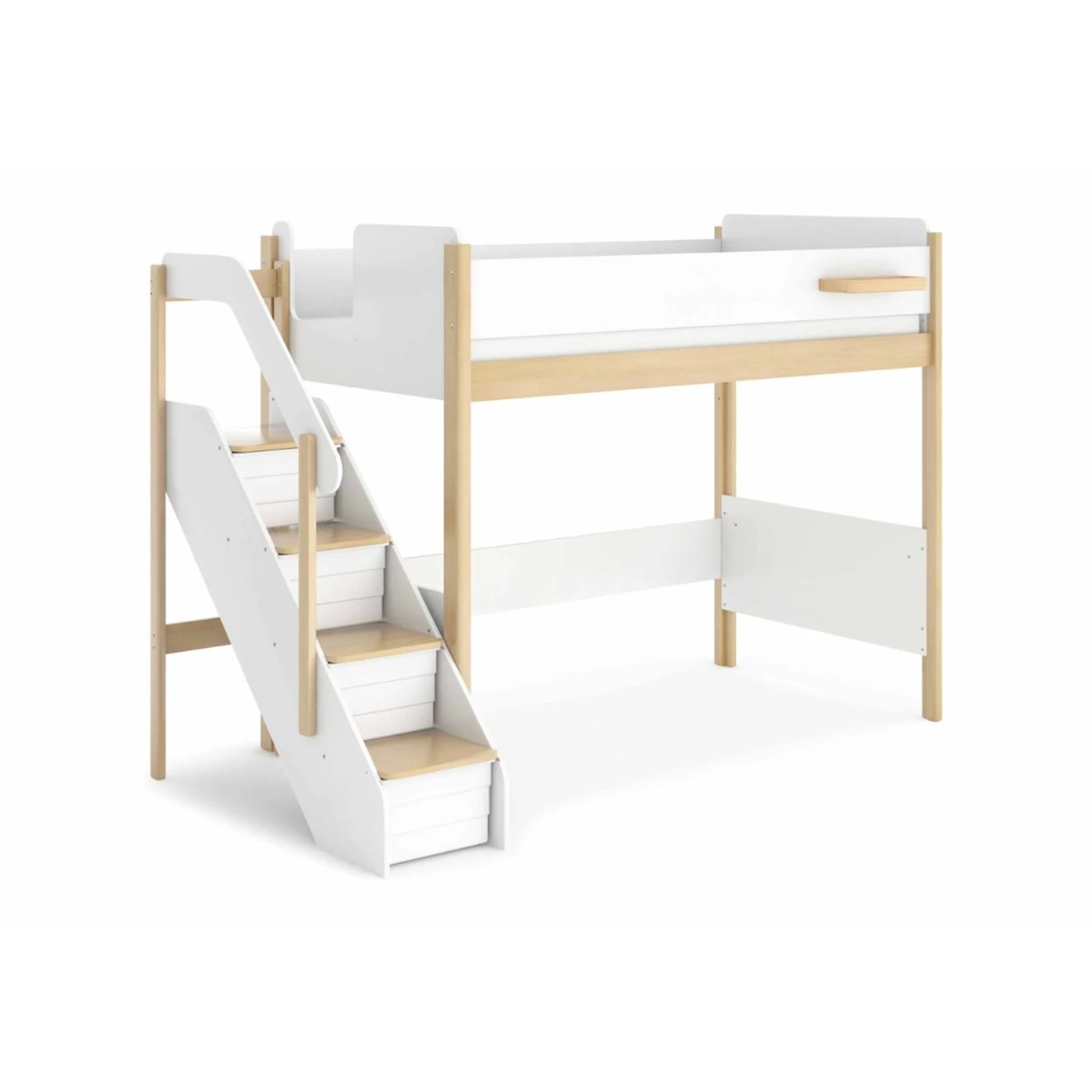 Boori Natty Kids NZ King Single Loft Bed with Storage Staircase, Barley White