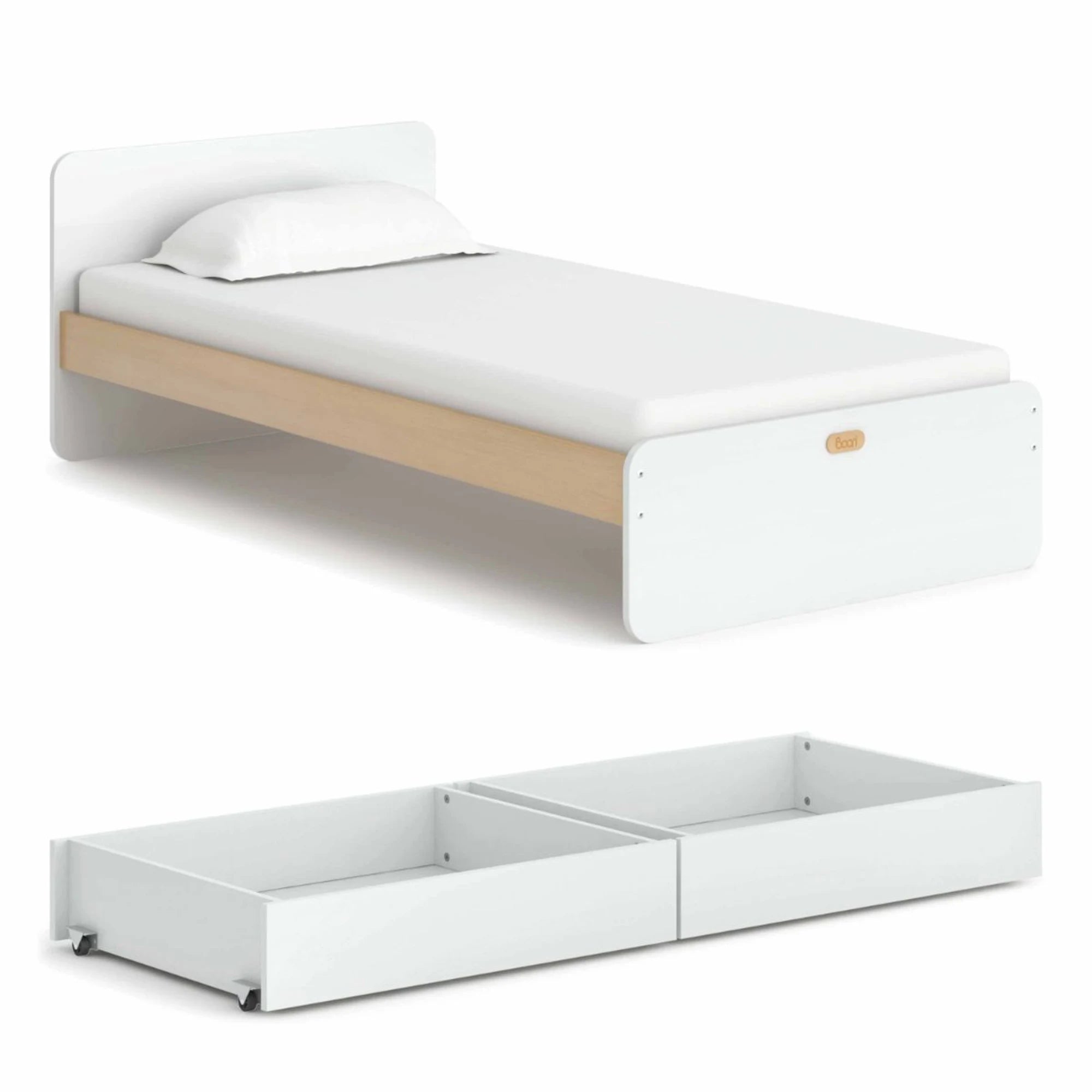 Boori Neat Kids NZ Single Bed with 2 Underbed Storage Drawers, Barley