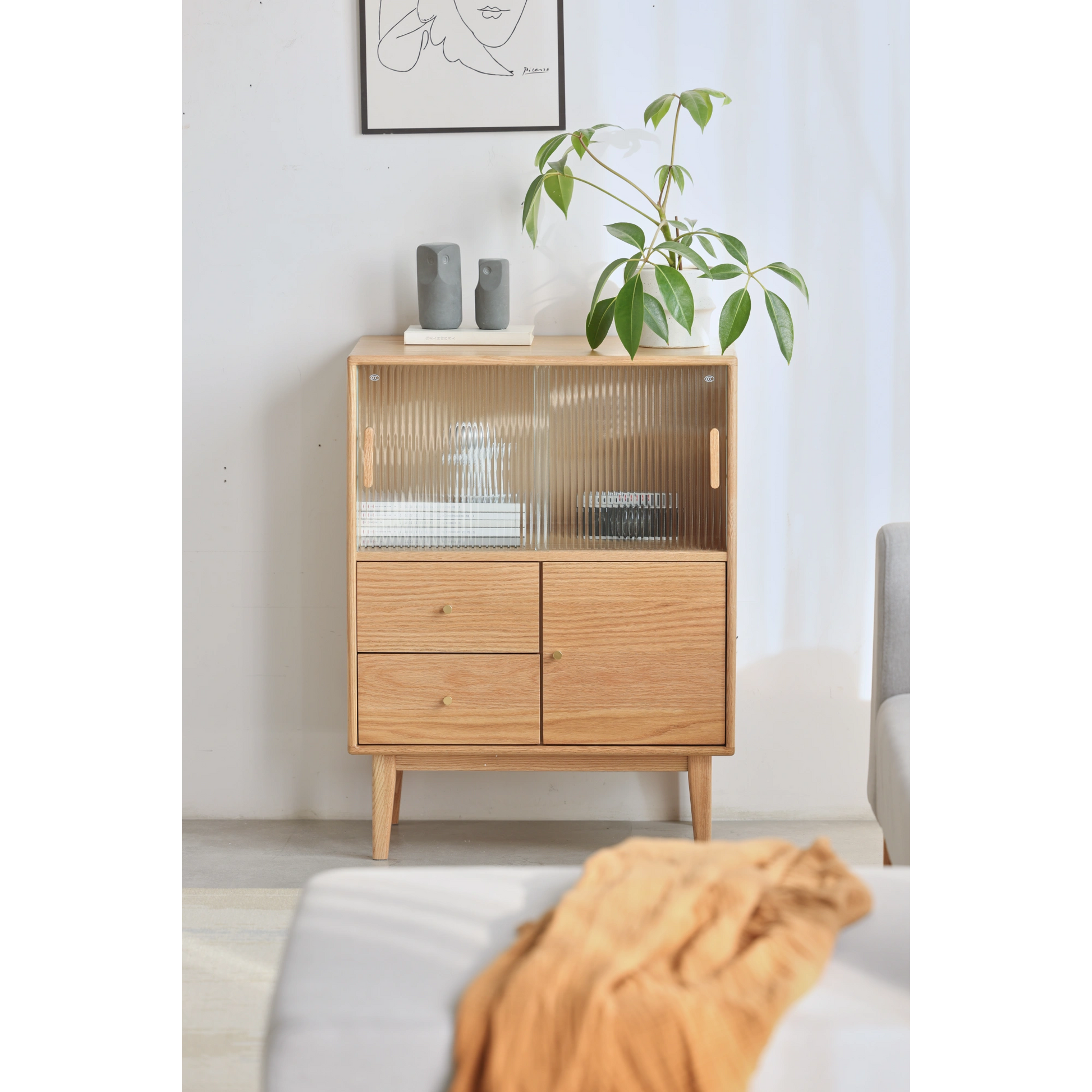 Solidwood Bailey Sideboard, 65x40x85CM, Natural Wood