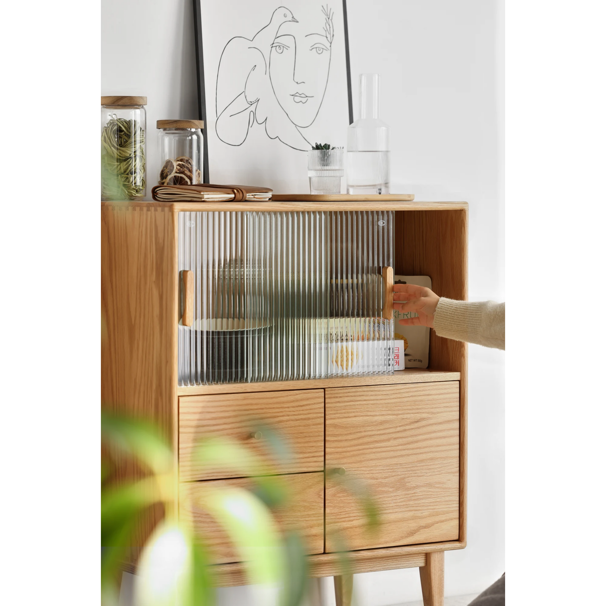 Solidwood Bailey Sideboard, 65x40x85CM, Natural Wood