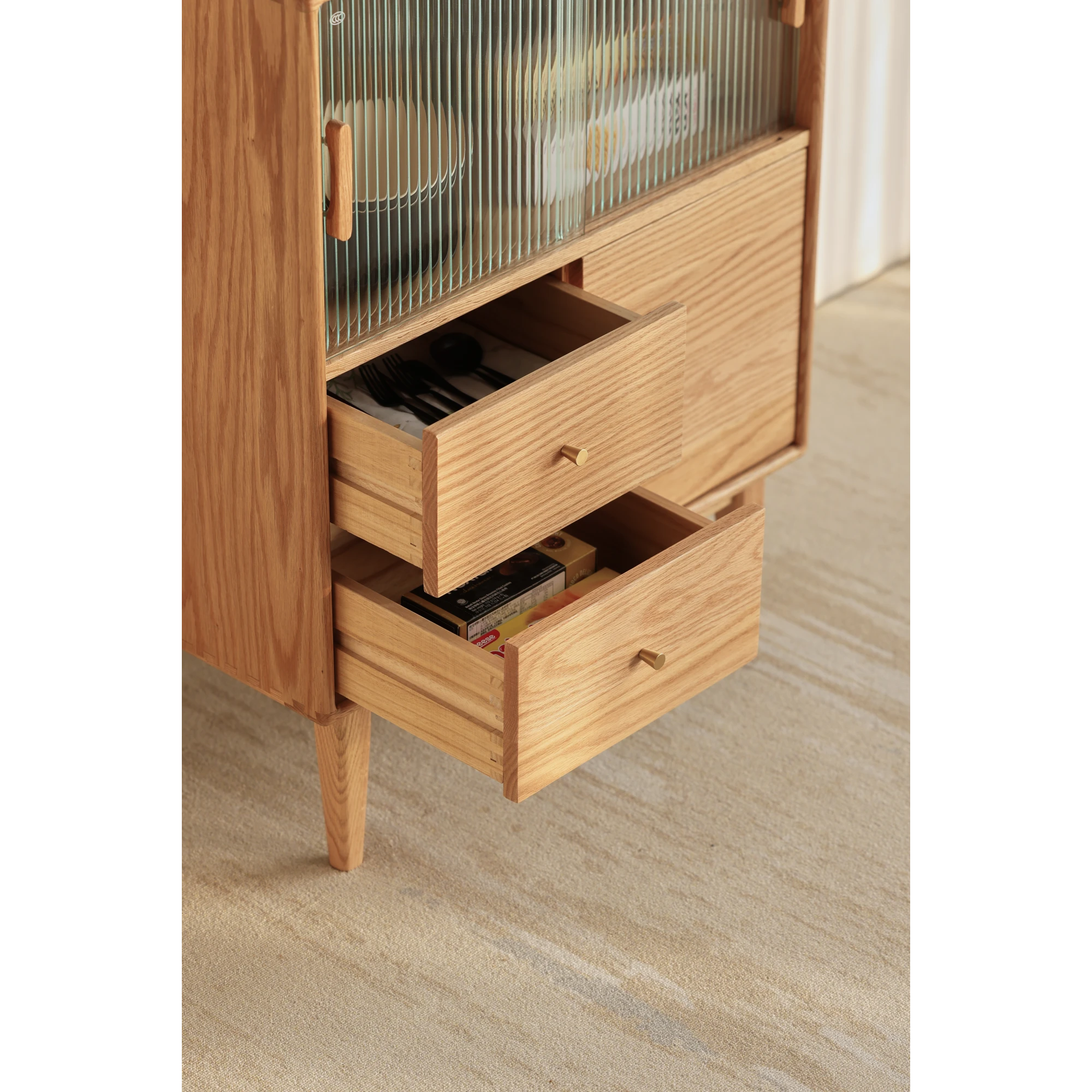 Solidwood Bailey Sideboard, 65x40x85CM, Natural Wood