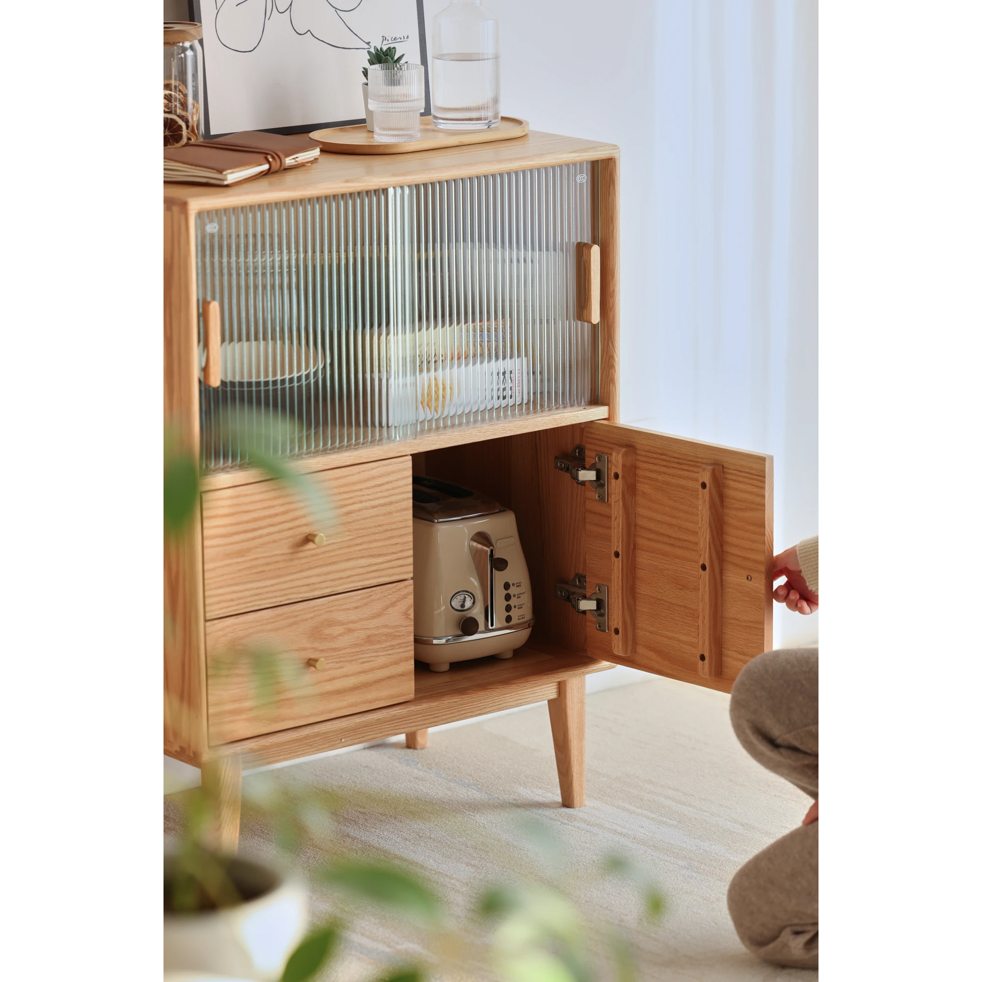 Solidwood Bailey Sideboard, 65x40x85CM, Natural Wood
