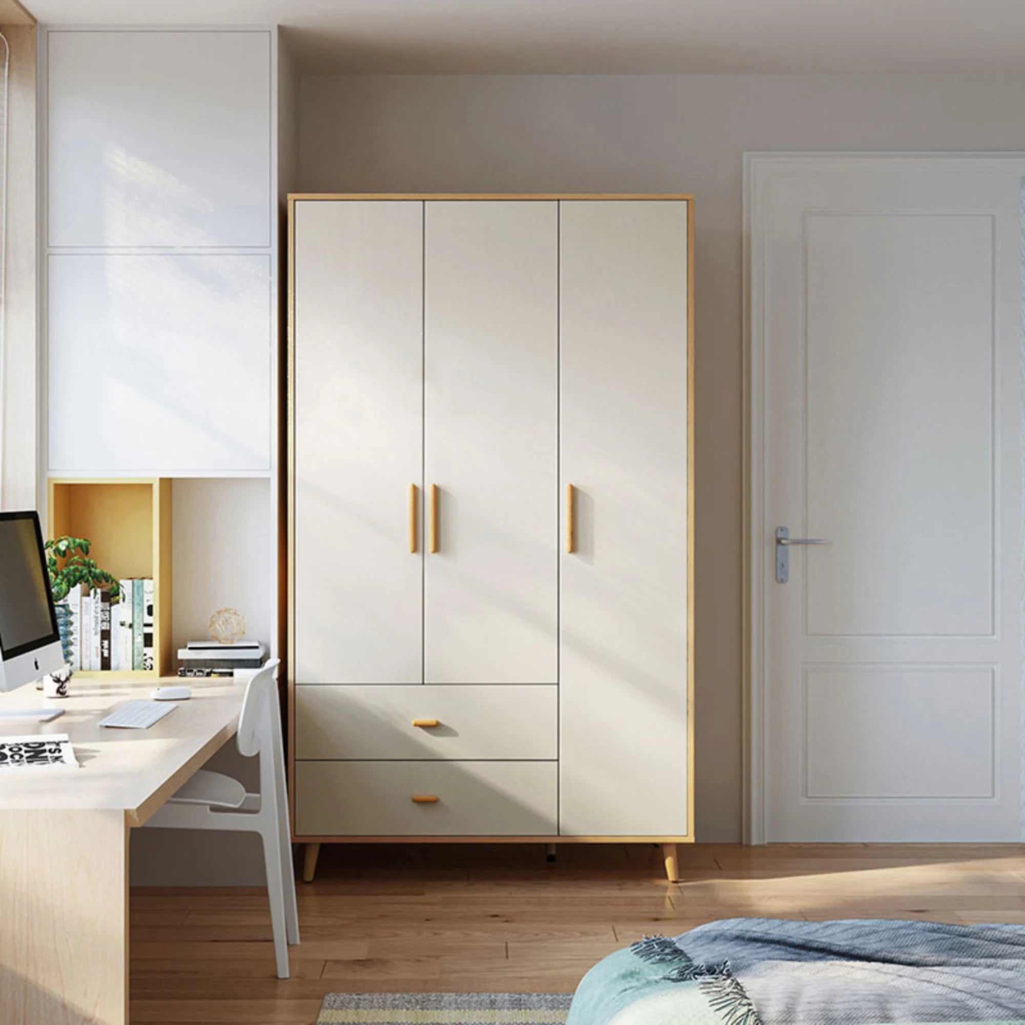 Linspire Fresko Wardrobes with 3 Doors + 2 Drawers, 120cm